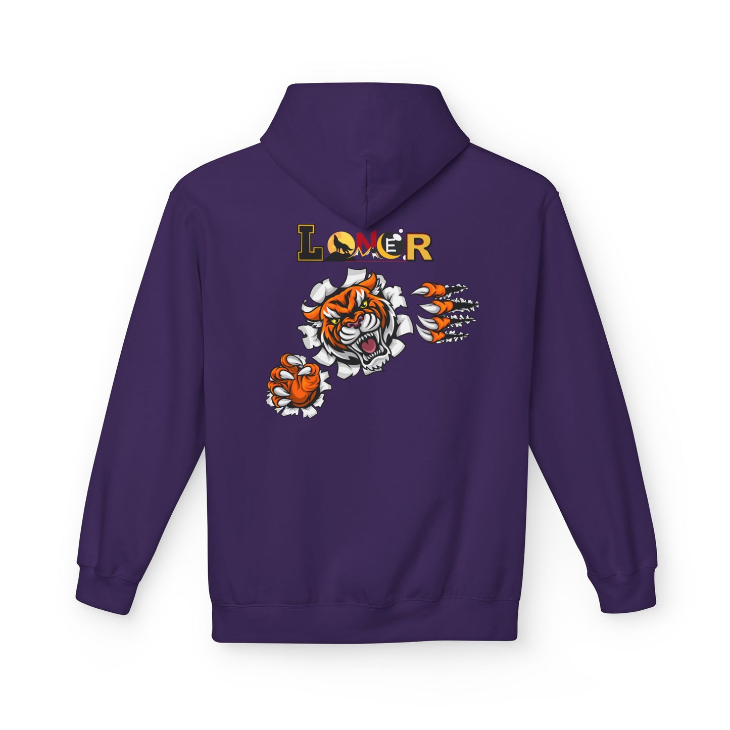 Tiger Graphic Hoodie, Lone Wolf Sweatshirt, Unisex Fleece Pullover, Softstyle, Cozy Animal Print
