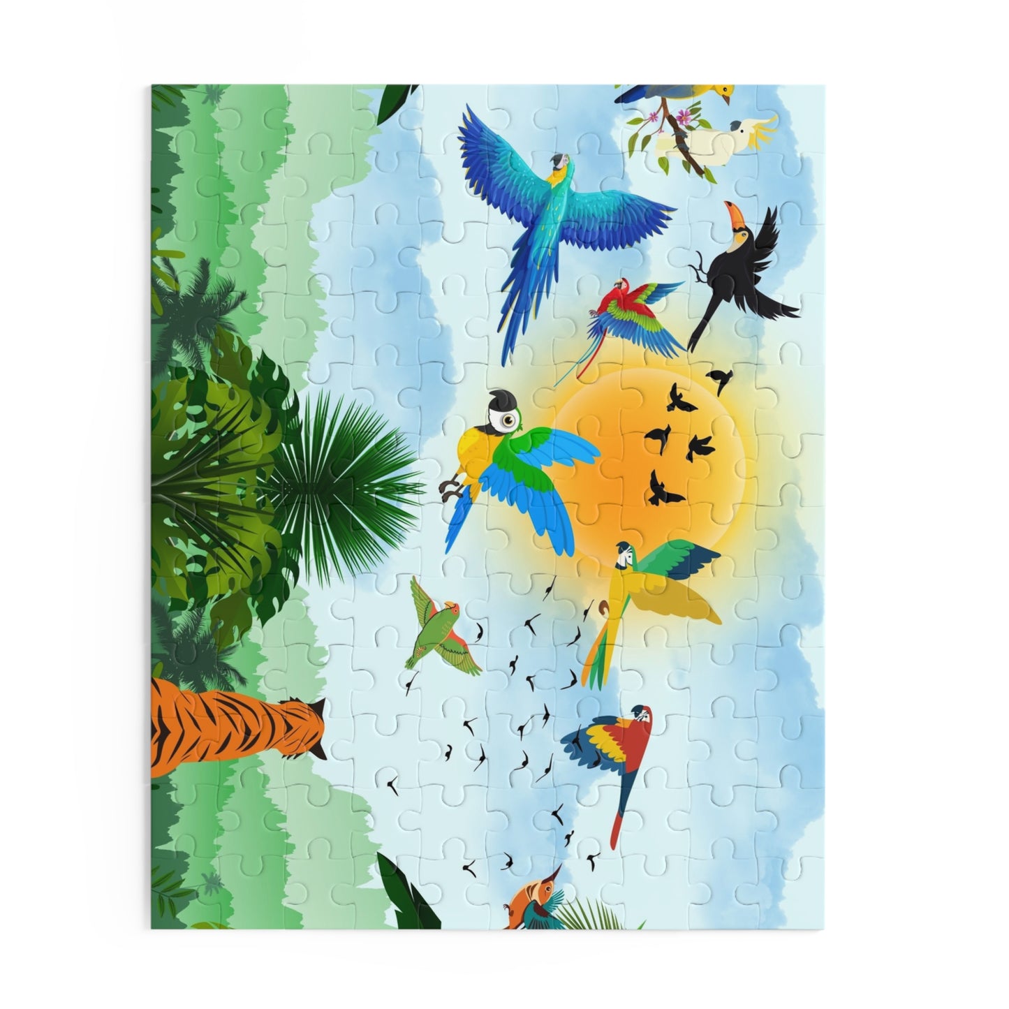 Vibrant Jungle Wildlife Puzzle - 120/252/500-Piece Tropical Scene