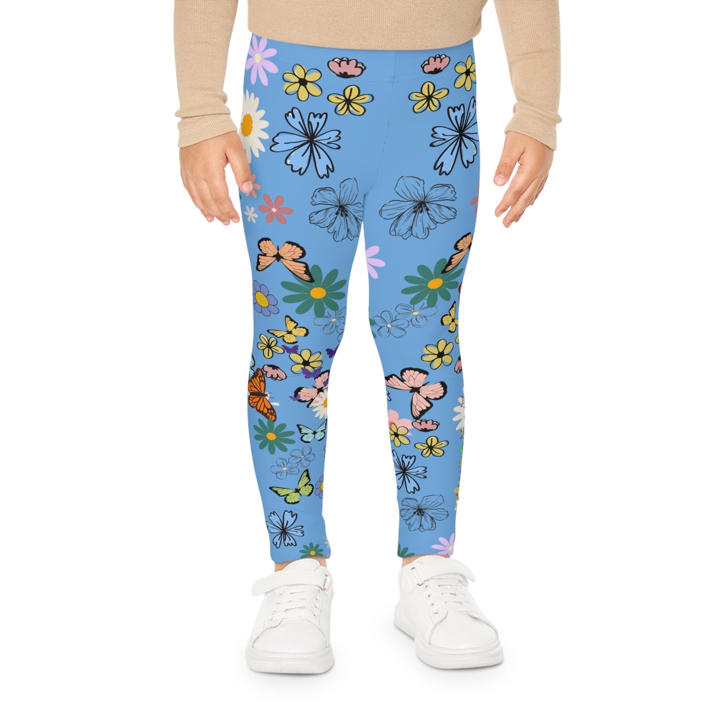 Colorful Floral Kids Leggings - Playful Butterfly & Flower Design