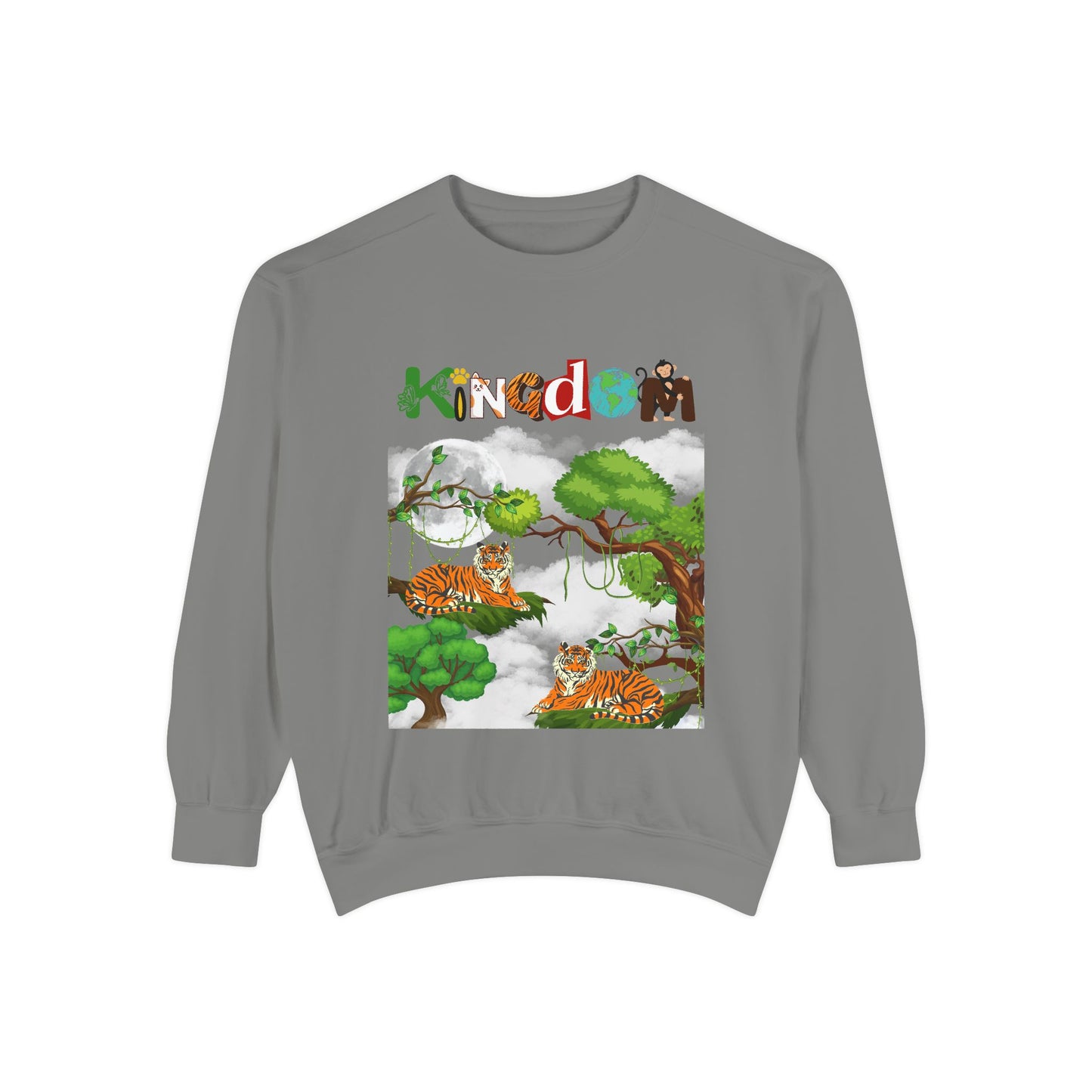 Tiger Jungle Unisex Sweatshirt, Wild Animals Garment-Dyed Jumper, Wildlife Sweatshirt, Tiger Print