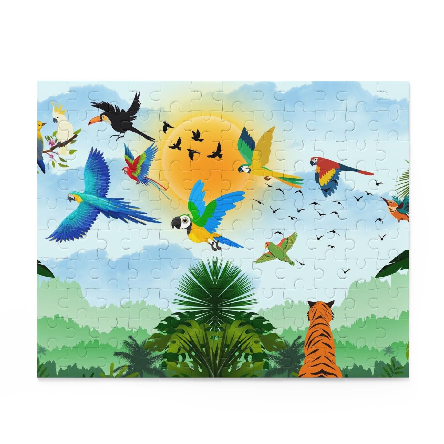 Vibrant Jungle Wildlife Puzzle - 120/252/500-Piece Tropical Scene