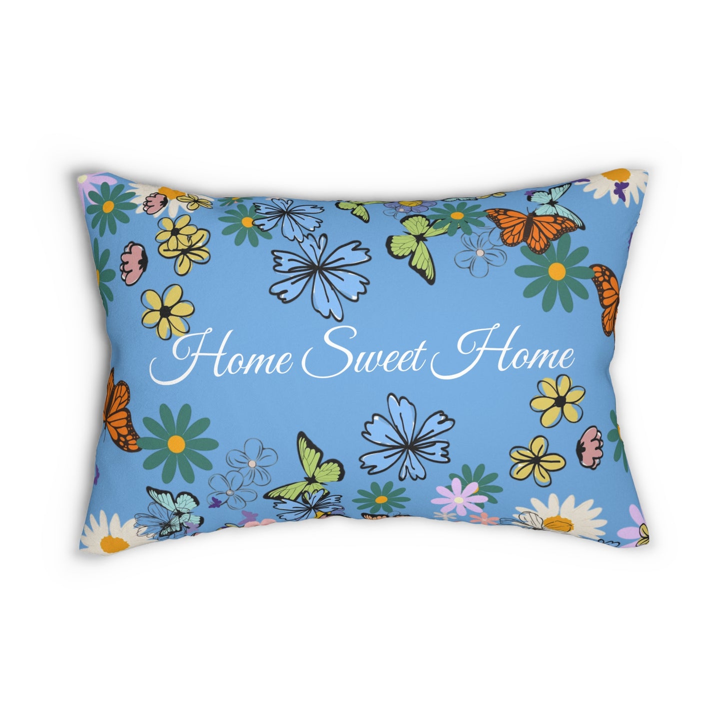 Home Sweet Home Floral Lumbar Pillow - Cozy Accent for Living Room
