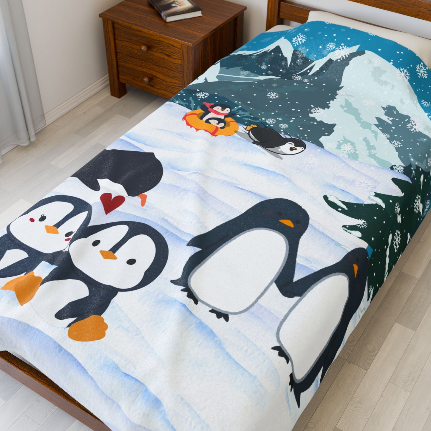 Artic Penguins Themed Plush Blanket - Cozy Home Decor