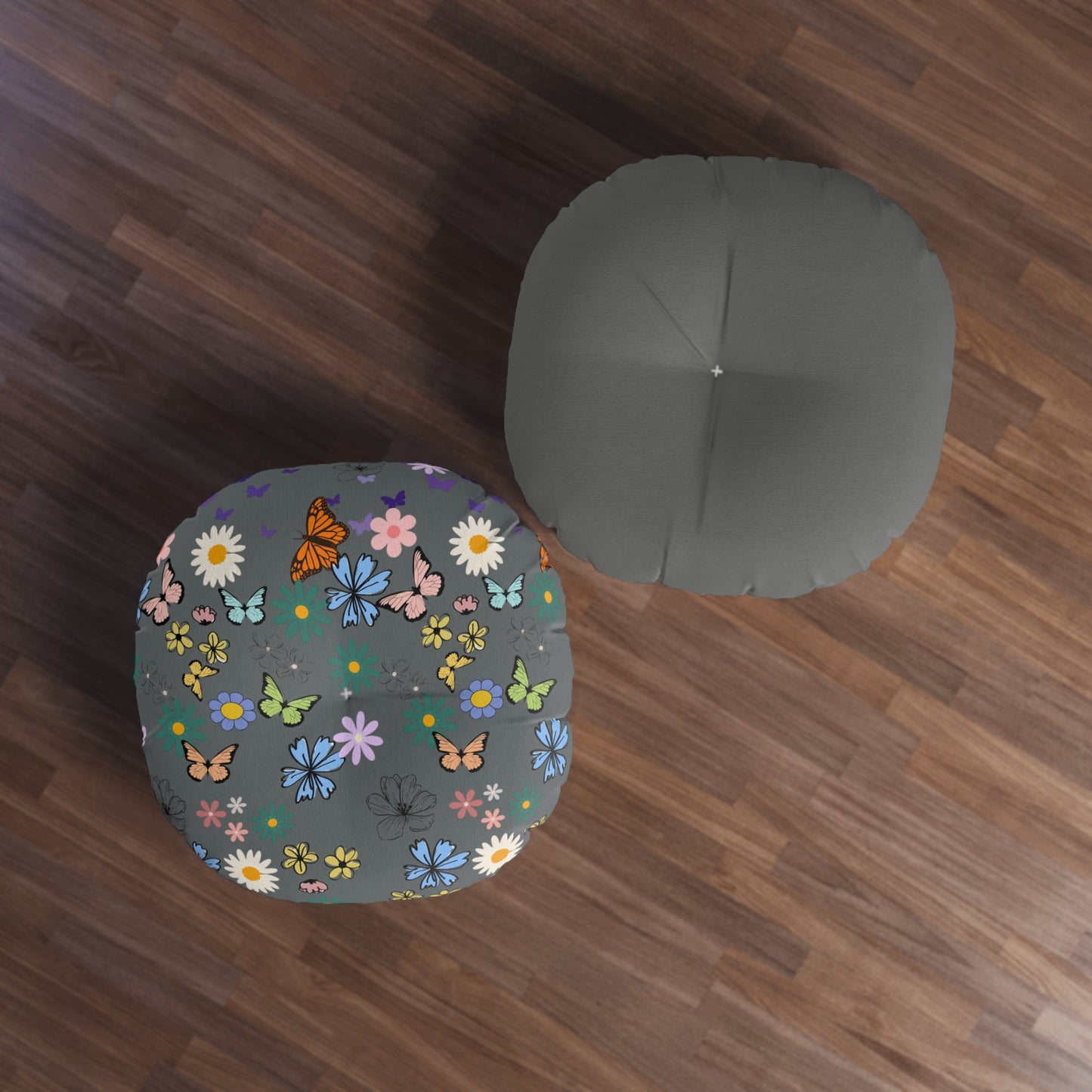 Floral Tufted Floor Pillow - Round Cushion for Cozy Decor