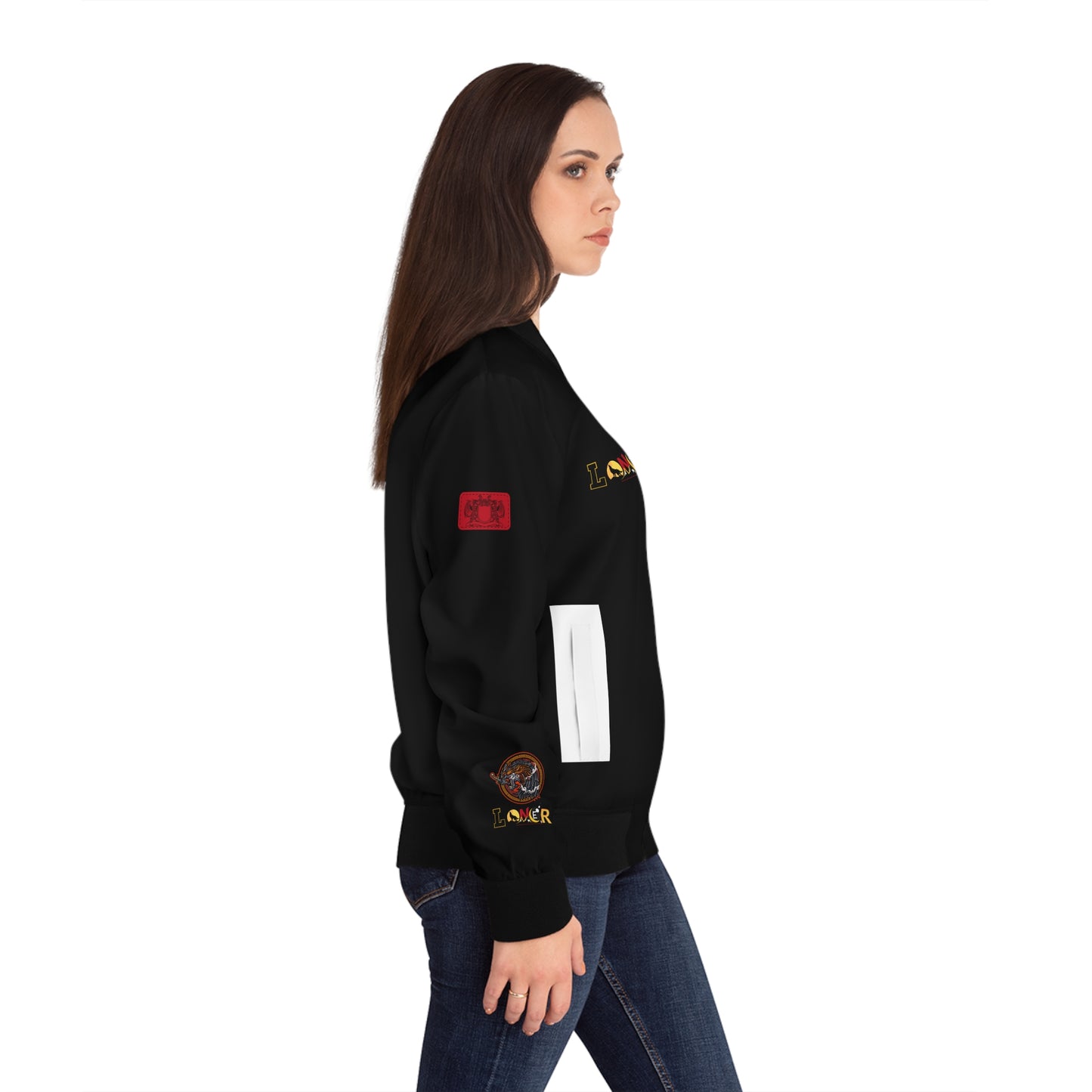 Gothic Bomber Jacket, Eye Art Women's Outerwear, Unique All Over Print Jacket