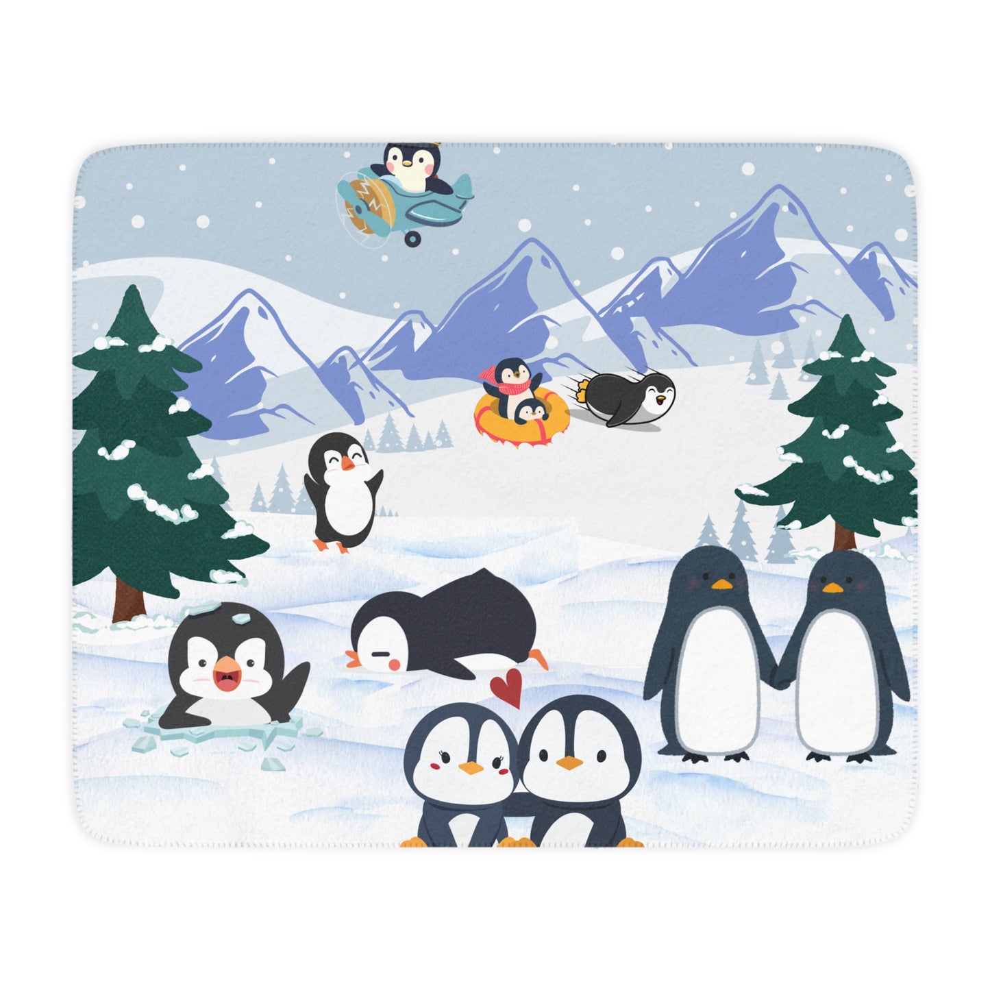 Cozy Penguin Sherpa Blanket, Cute Throw for Winter, Penguin Lovers Gift, Snuggle Blanket