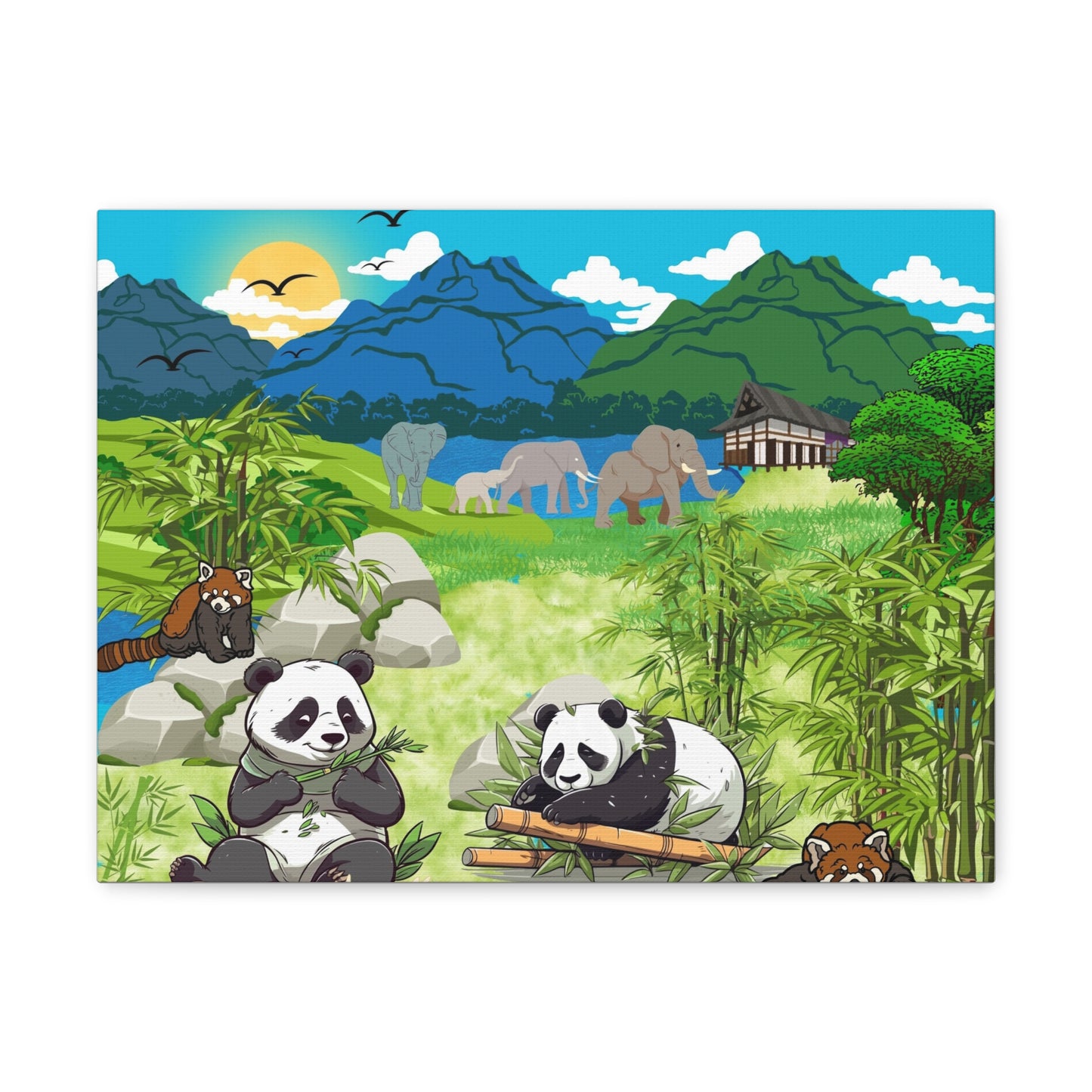 Panda Wall Art Canvas, Gallery Wraps, Panda Canvas Print, Home Decor