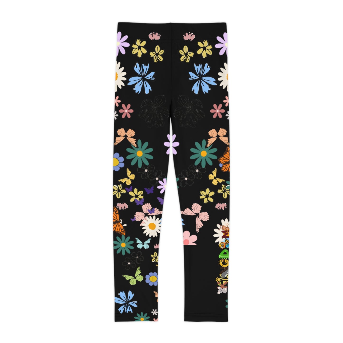 Colorful Floral Kids Leggings - Playful Butterfly & Flower Design
