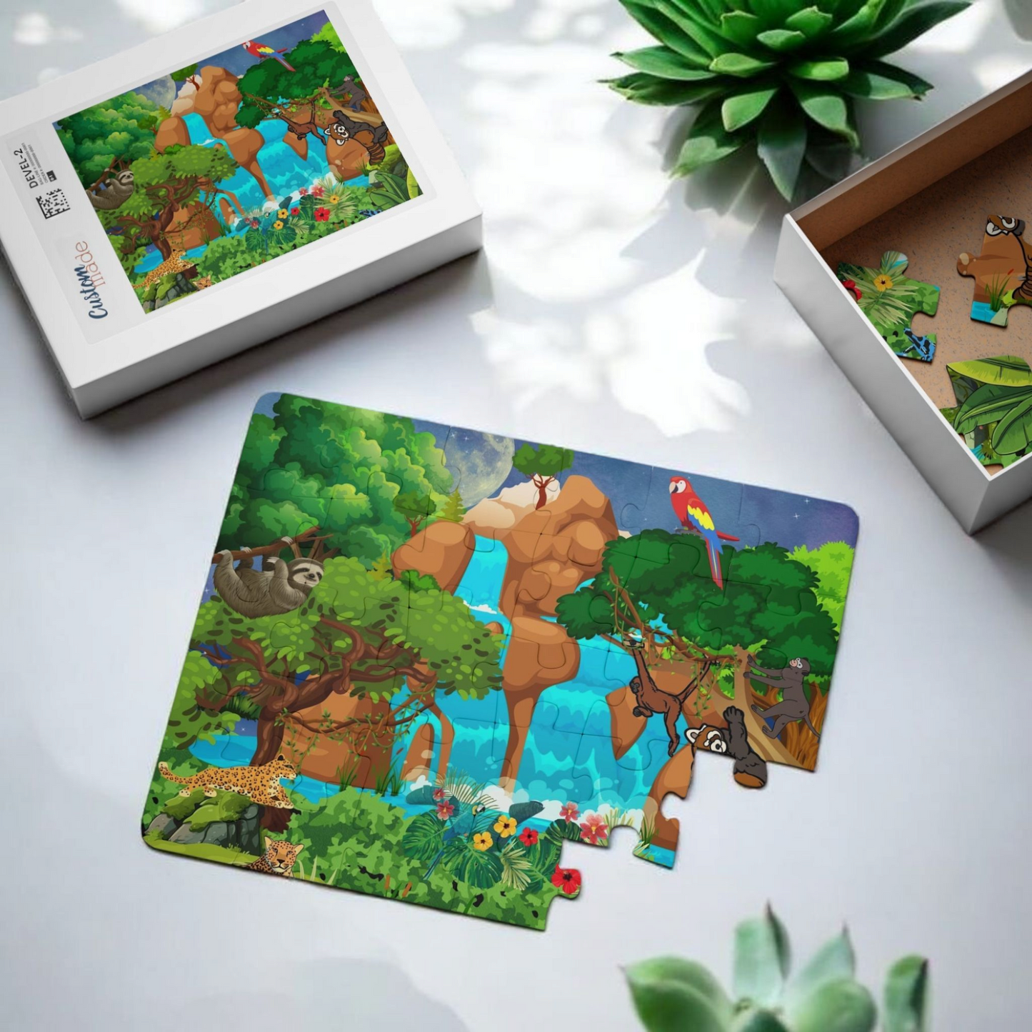 Kids' Puzzle, 30-Piece - Monkeys Animal in Jungle Educational Toy Game for Children