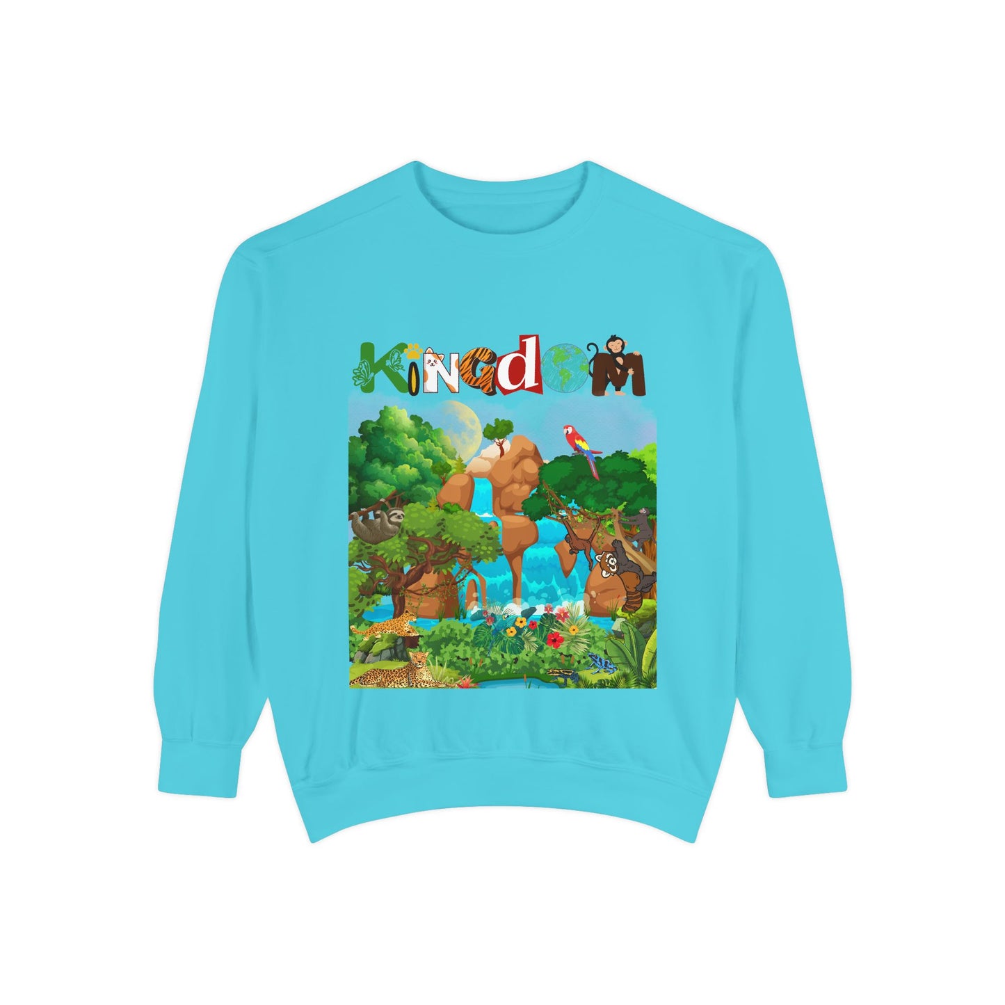 Jungle Animals Waterfall Art Sweatshirt, Animal Lover Gift, Wildlife Clothing, Rainforest Jumper