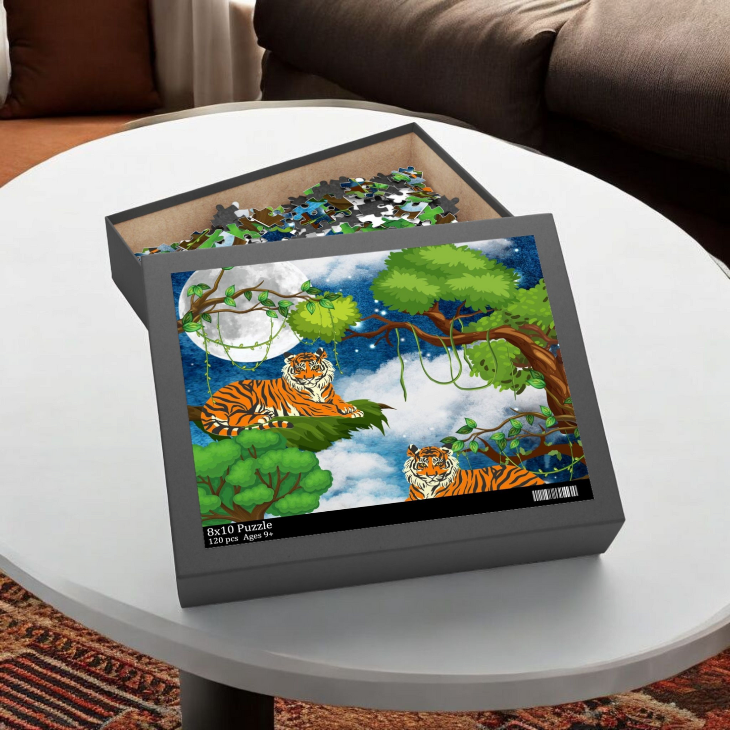 Tropical Tiger Puzzle - 120, 252 & 500-Piece Options | Jungle Wildlife Art