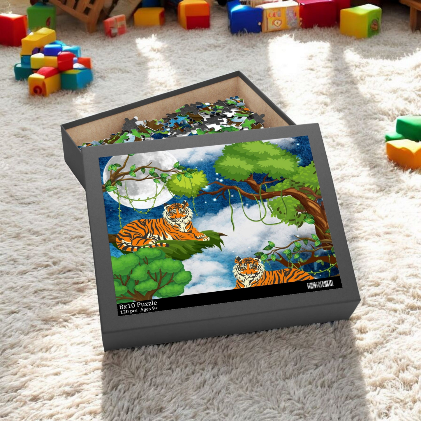 Tropical Tiger Puzzle - 120, 252 & 500-Piece Options | Jungle Wildlife Art