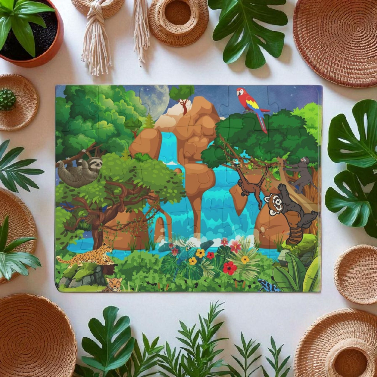 Vibrant Jungle Adventure Puzzle | 120, 252 & 500-Piece Options | Ideal Family Game Night