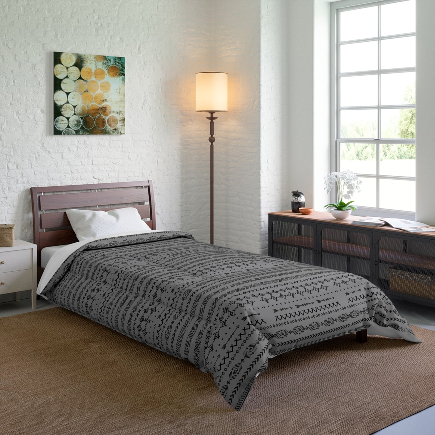 Bohemian Geometric Comforter, Cozy Blanket for Home Decor, Boho Style Bedding