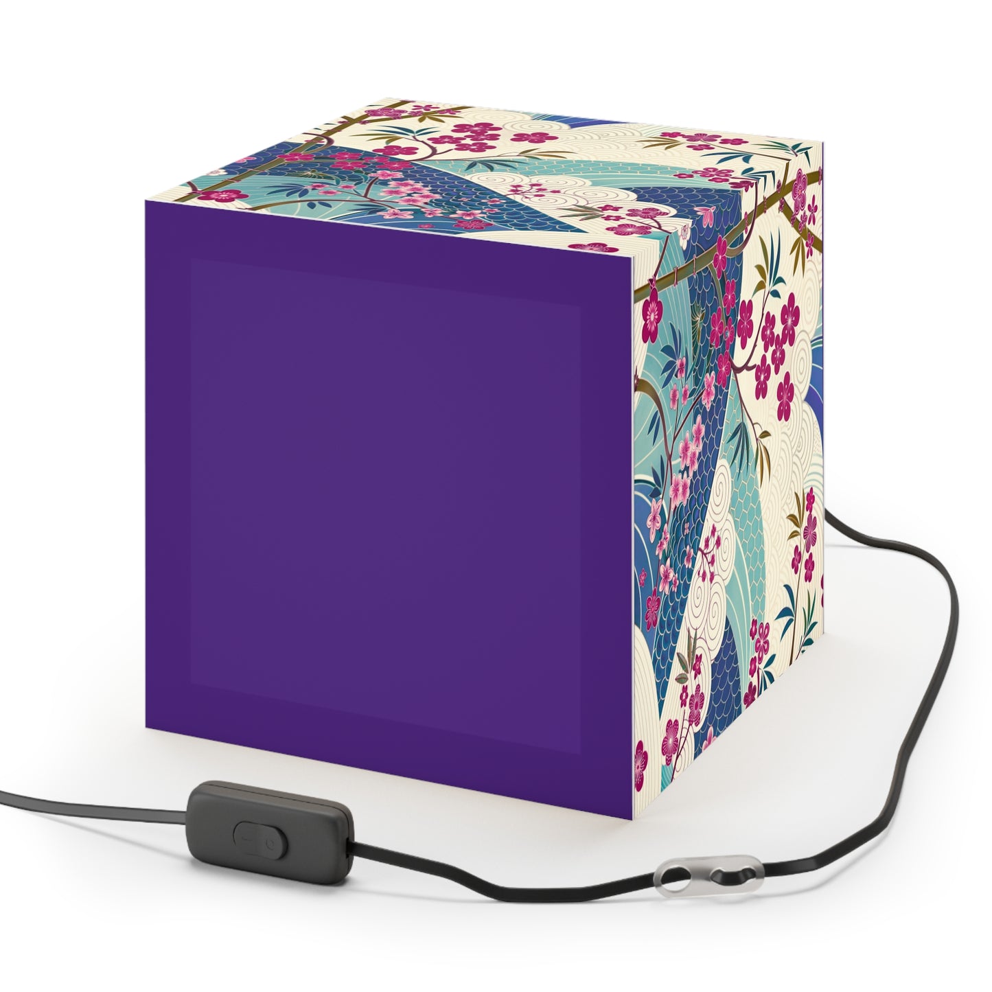Japanese Floral Wave Light Cube Lamp — Cherry Blossom Ambient Night Light