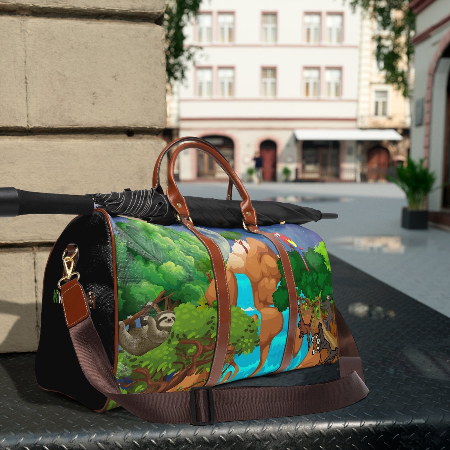 Vibrant Waterproof Travel Bag - Jungle Animals Design for Adventurers