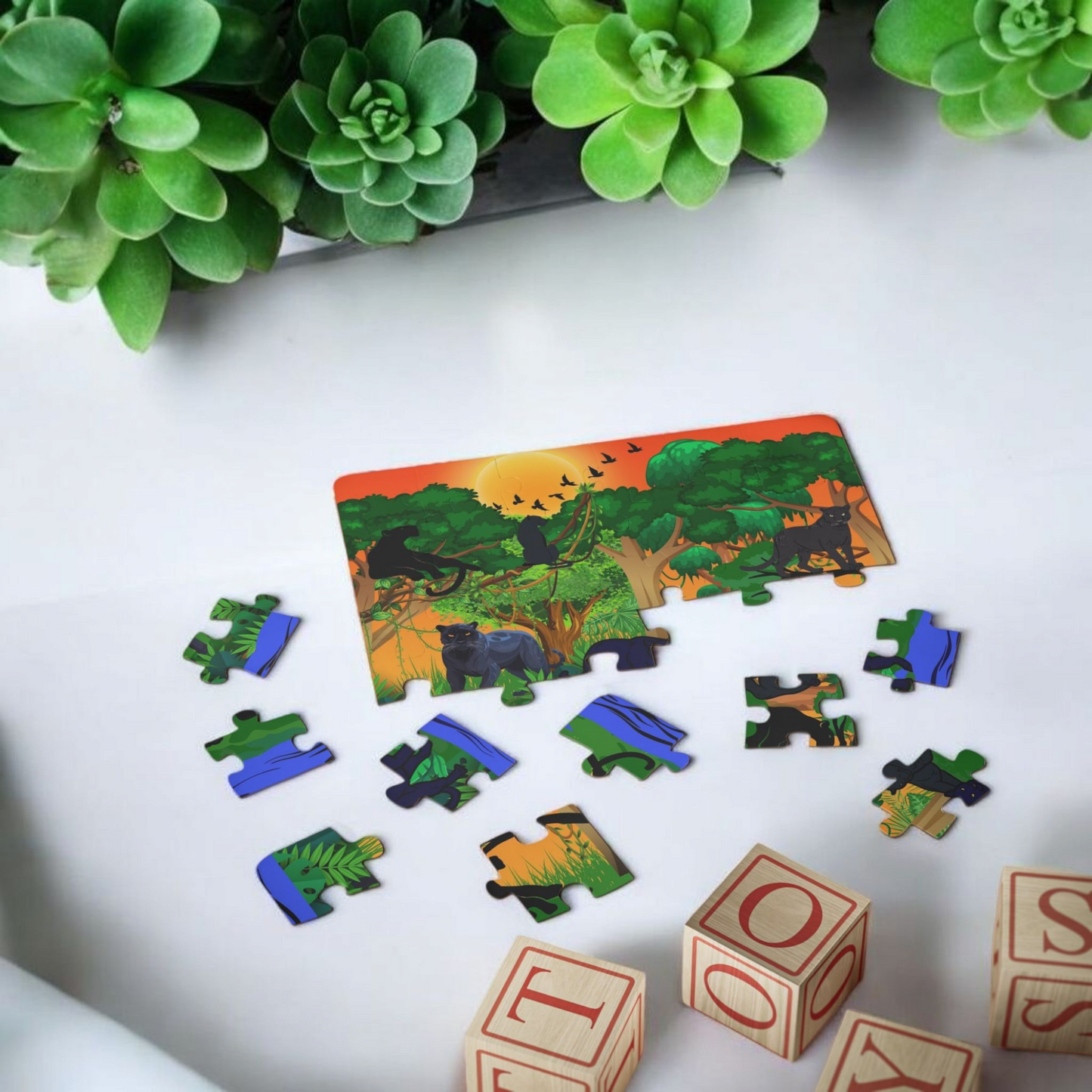 Panther Animals in Jungle Kids Puzzle, 30-Piece - Fun Educational Activity for Children