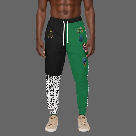 Handcrafted Afro Music Cartoon Art Athletic Joggers, Unisex Sweatpants