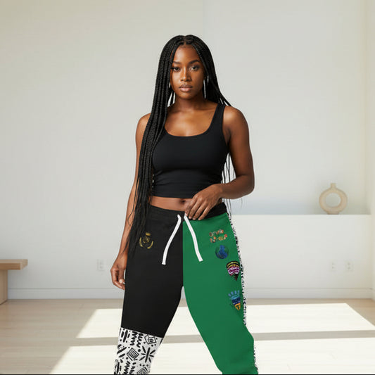 Handcrafted Afro Music Cartoon Art Athletic Joggers, Unisex Sweatpants