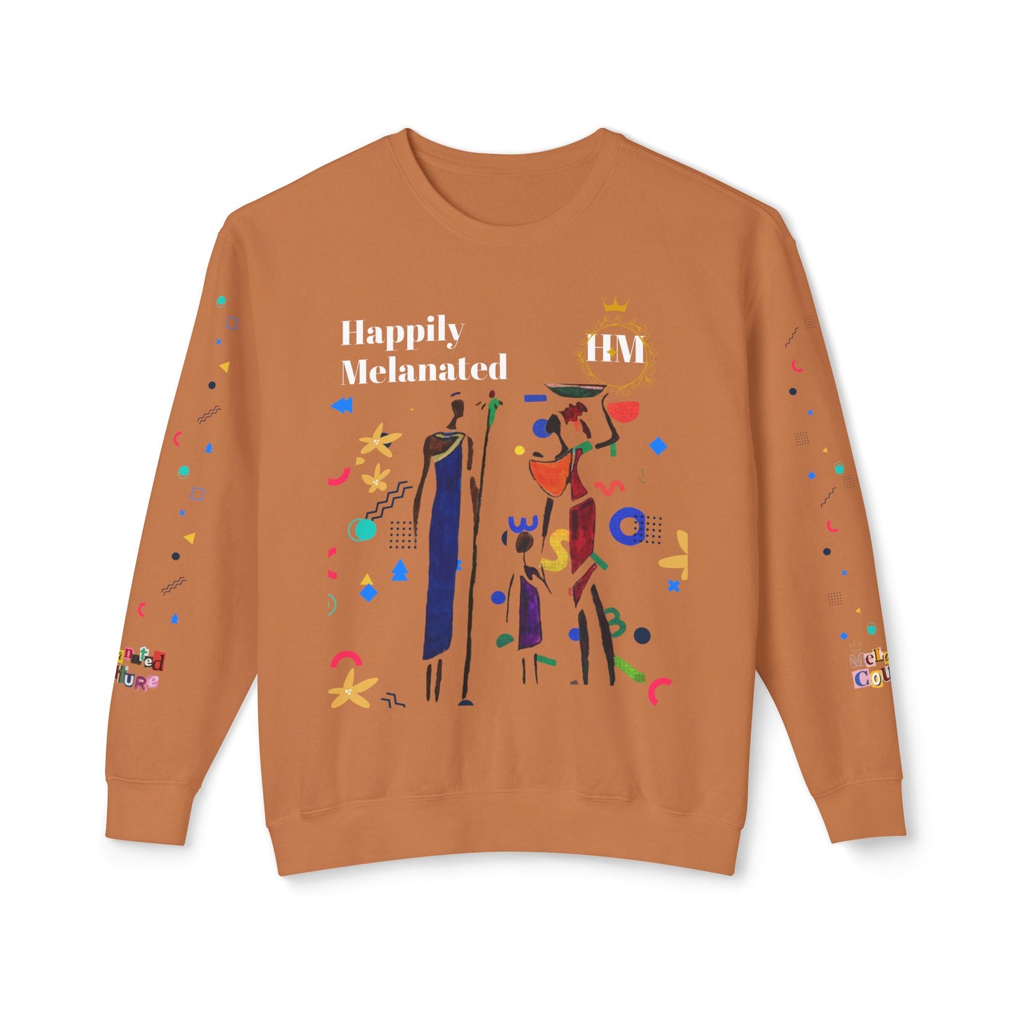 Bold Ethnic Unisex Light Weight Crewneck, Hand-drawn Tribal Family Doodle Design