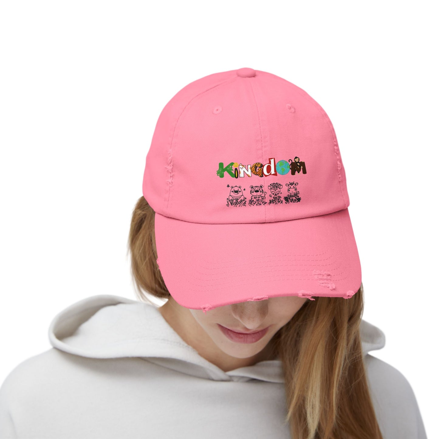 Graphic animal-themed Unisex Distressed Cap
