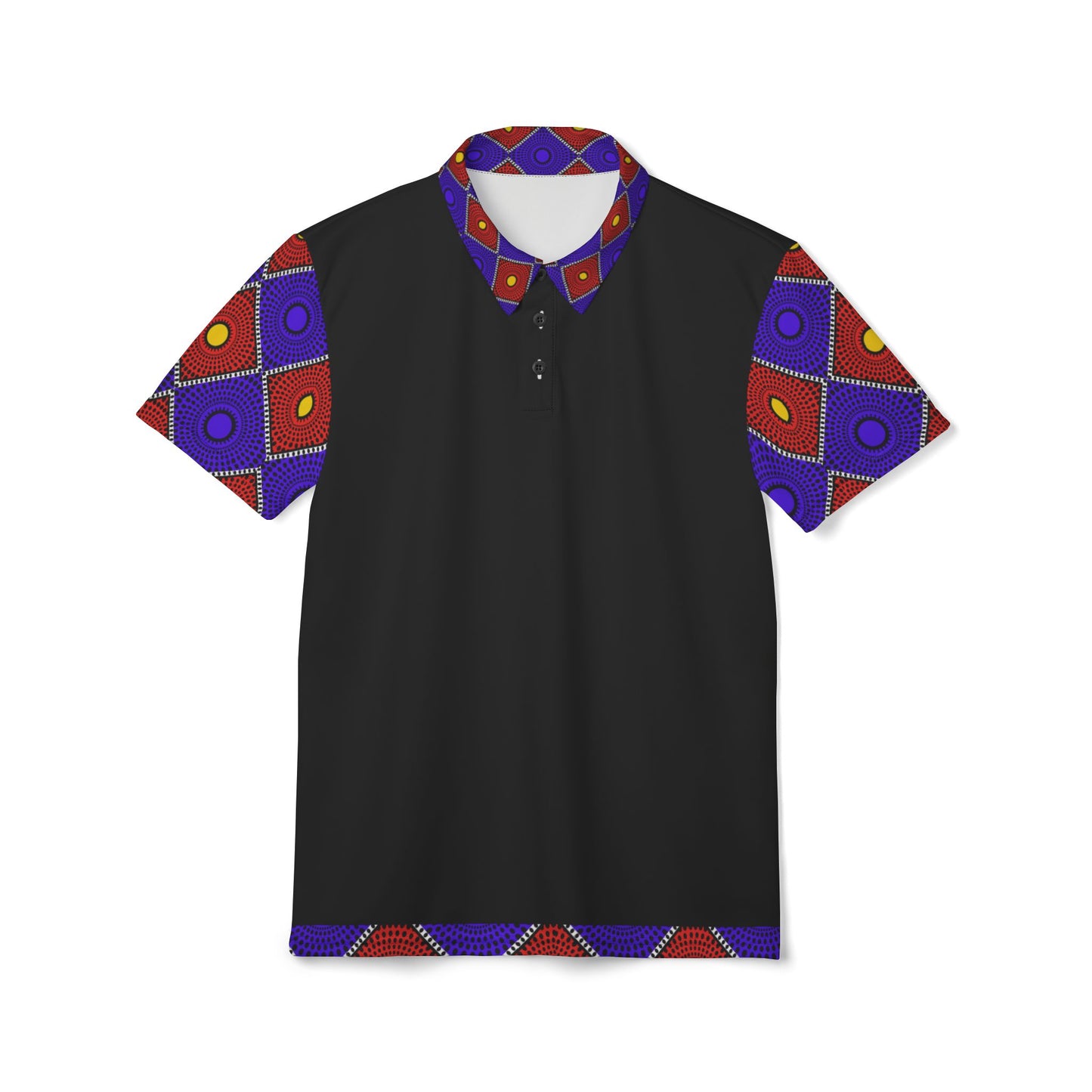 Accent Geometric African Wax Print Polo Shirt
