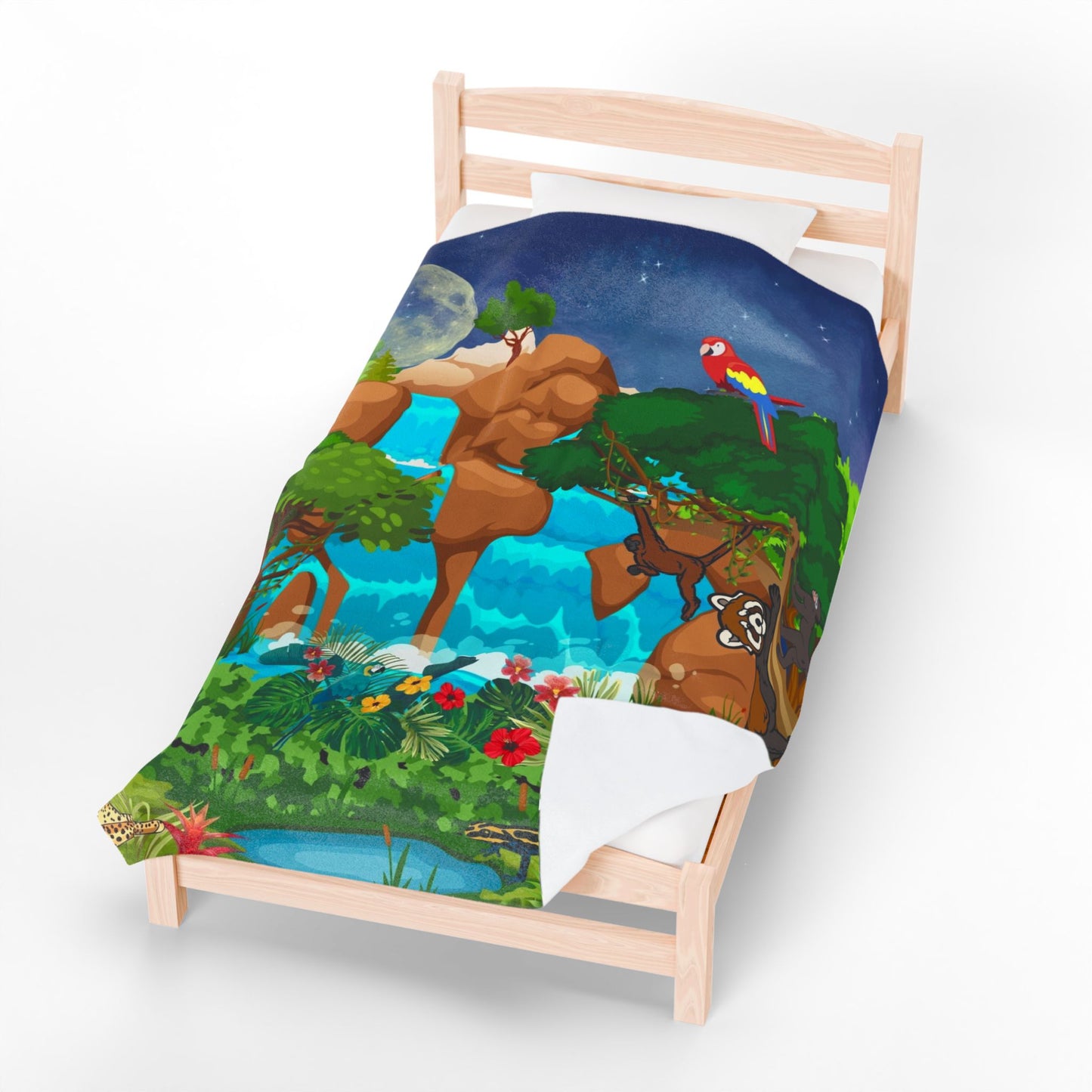 Tropical Jungle Velveteen Plush Blanket - Cozy Throw for Nature Lovers, Home Decor
