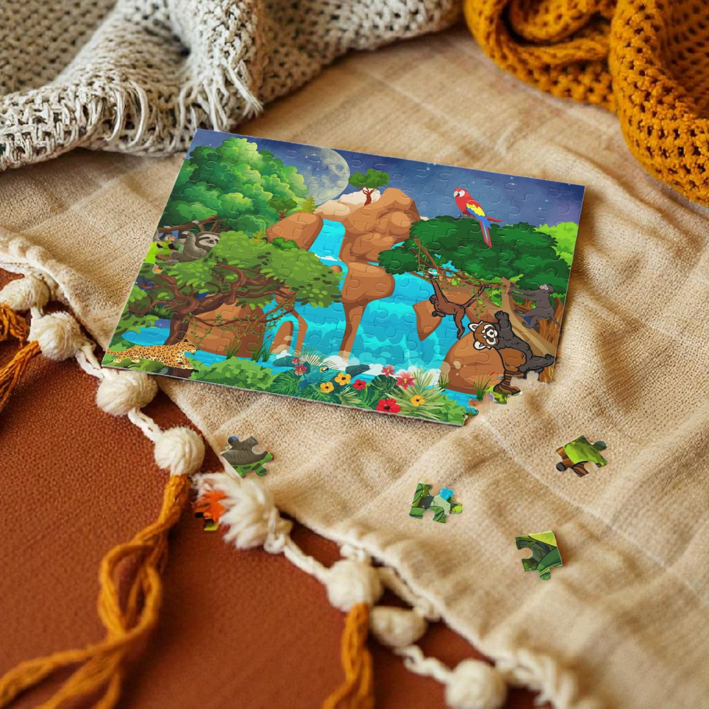 Vibrant Jungle Adventure Puzzle | 120, 252 & 500-Piece Options | Ideal Family Game Night