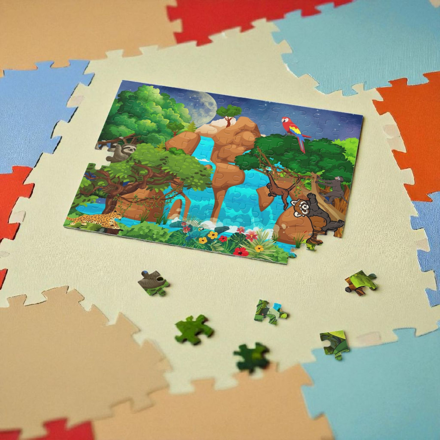 Vibrant Jungle Adventure Puzzle | 120, 252 & 500-Piece Options | Ideal Family Game Night