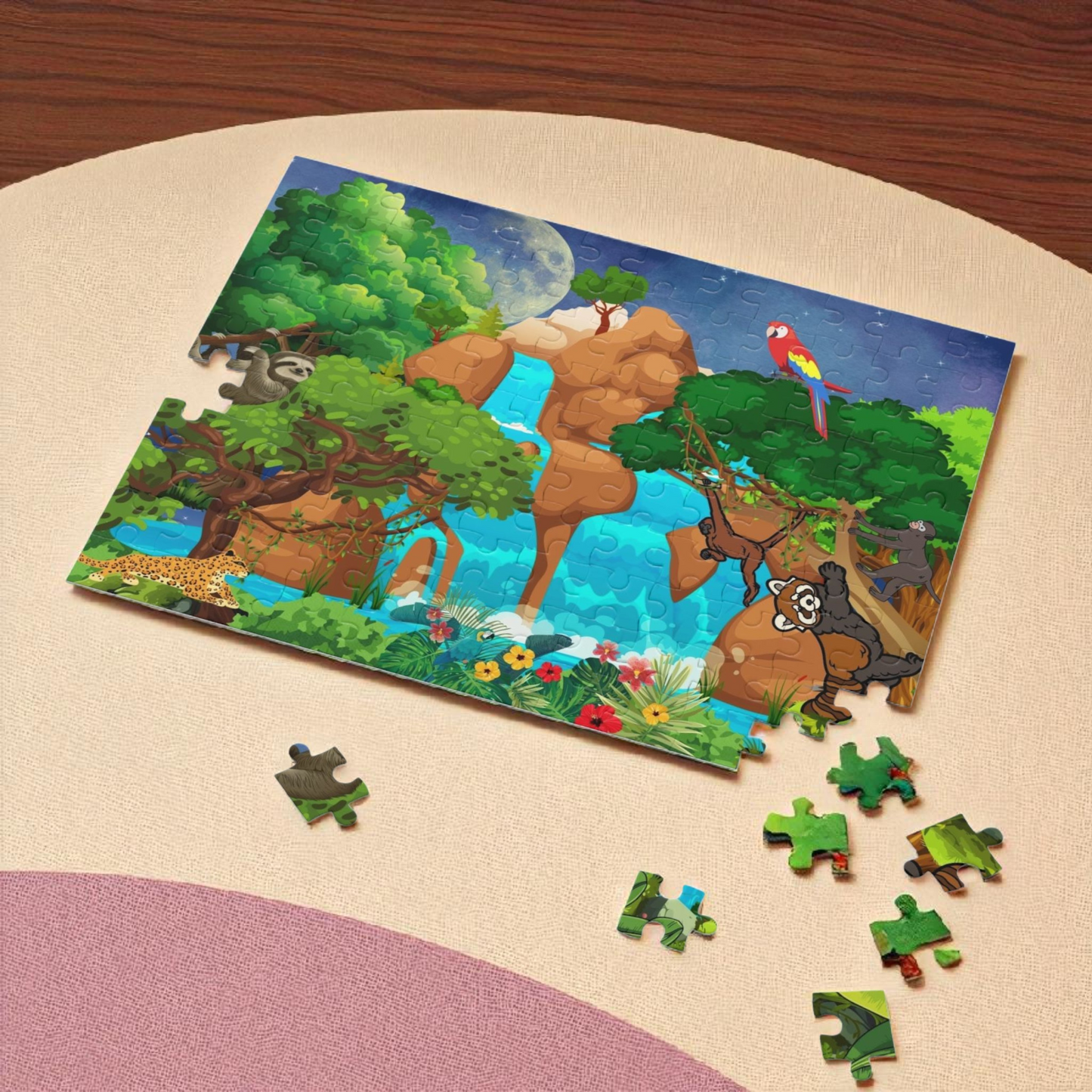 Vibrant Jungle Adventure Puzzle | 120, 252 & 500-Piece Options | Ideal Family Game Night
