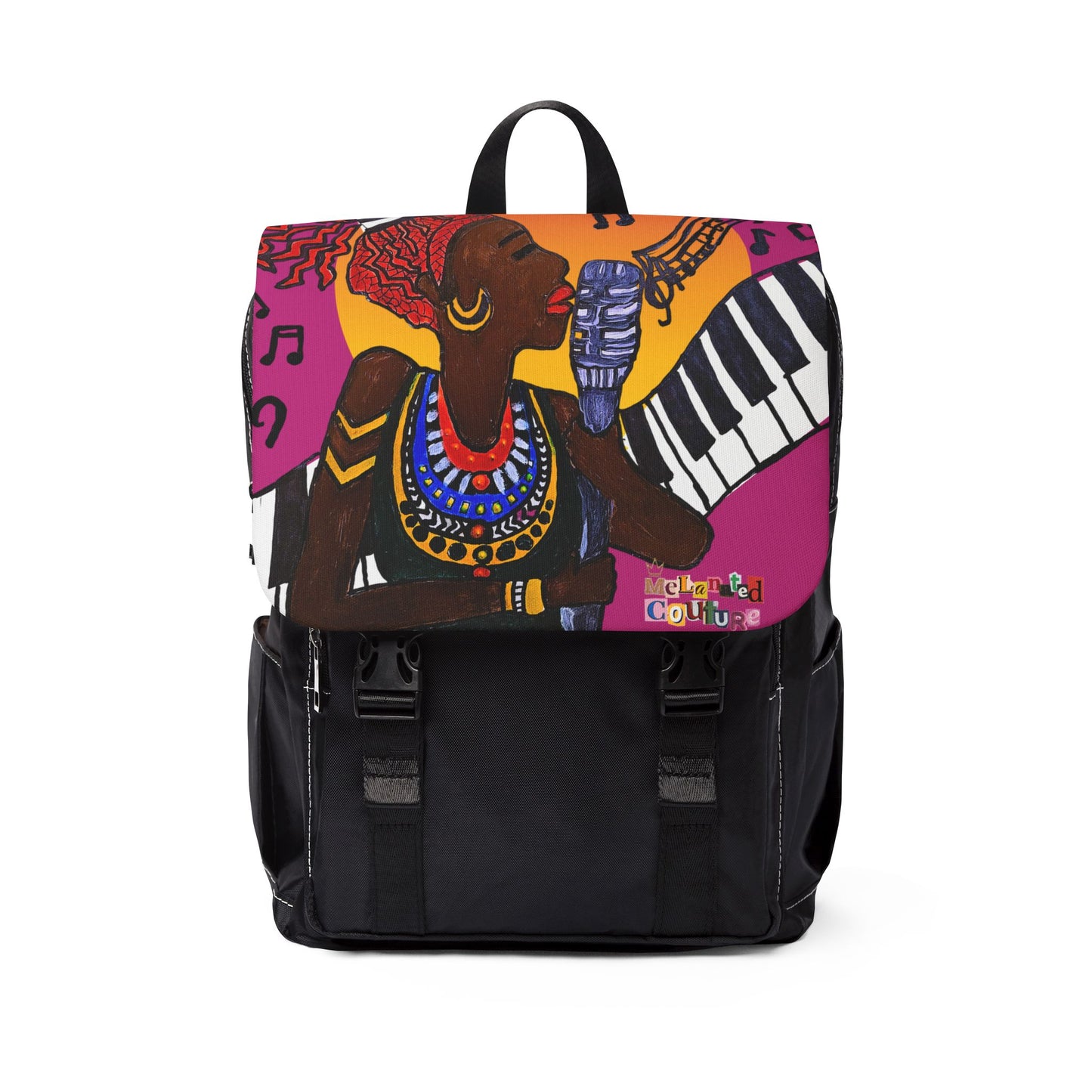 Afro Singer, Ethnic Music-Inspired Unisex Shoulder Backpack - Stylish & Functional