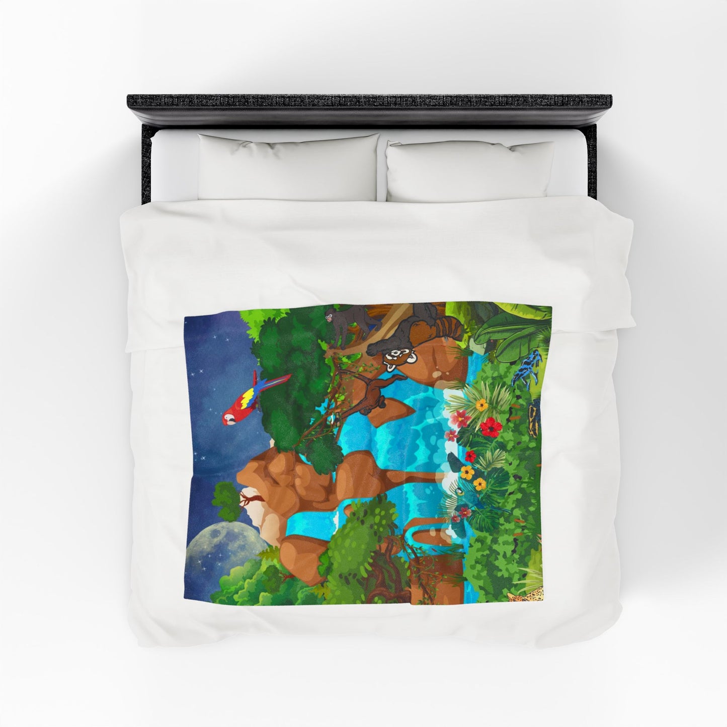 Tropical Jungle Velveteen Plush Blanket - Cozy Throw for Nature Lovers, Home Decor
