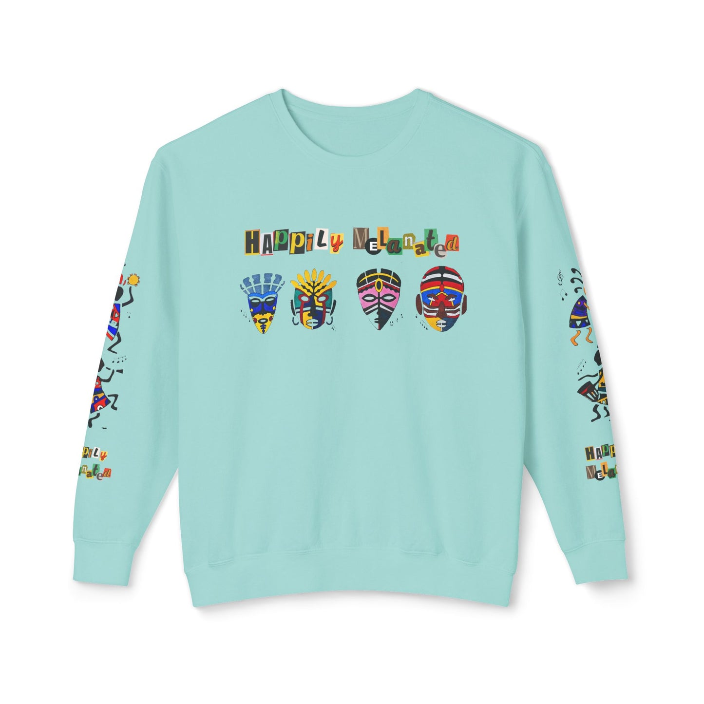 Handcrafted Afro Music Cartoon Graphic Unisex Lightweight Crewneck Sweatshirt