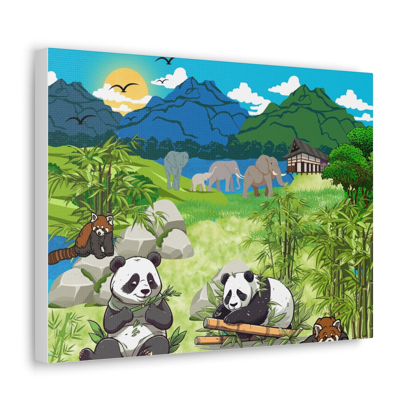 Panda Wall Art Canvas, Gallery Wraps, Panda Canvas Print, Home Decor