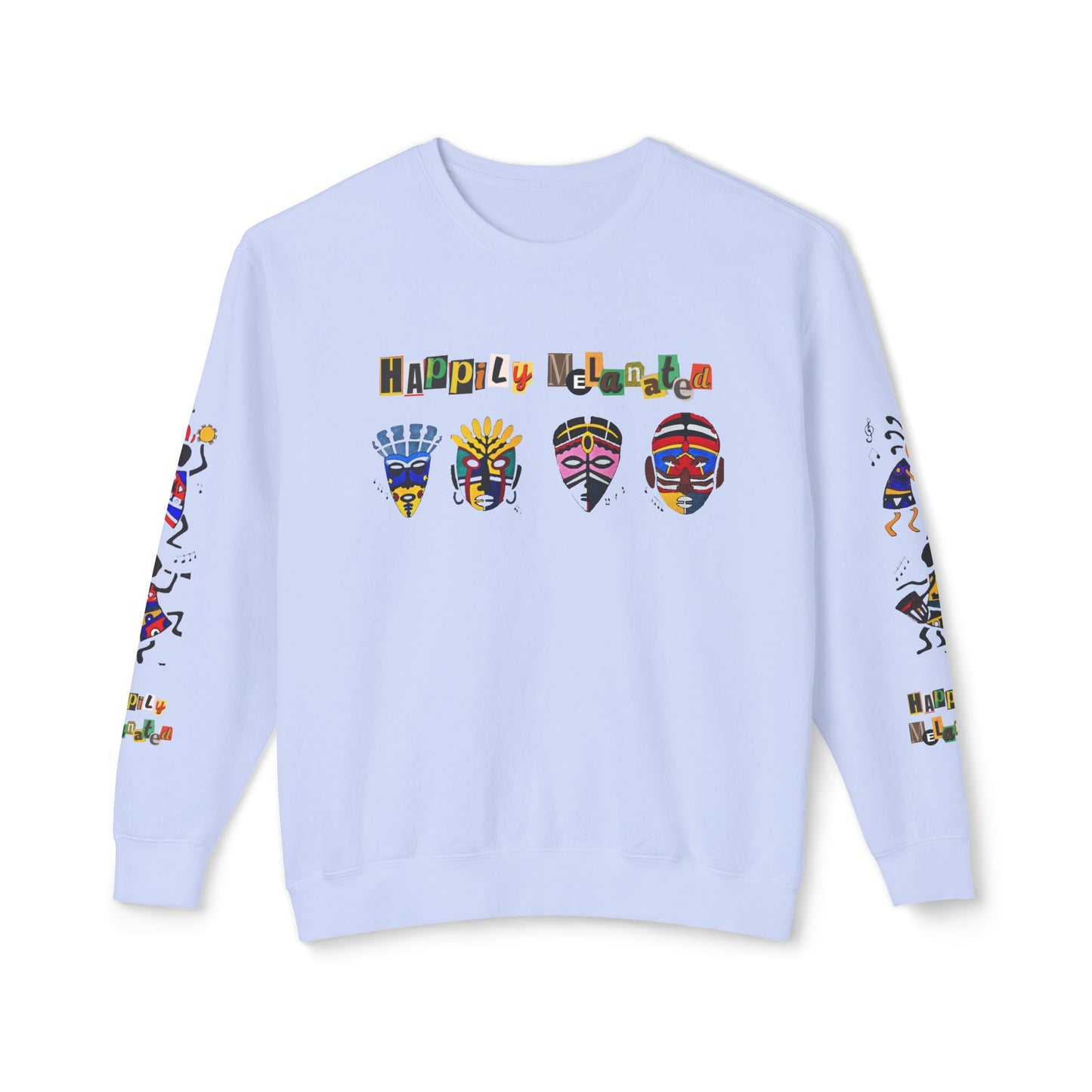 Handcrafted Afro Music Cartoon Graphic Unisex Lightweight Crewneck Sweatshirt