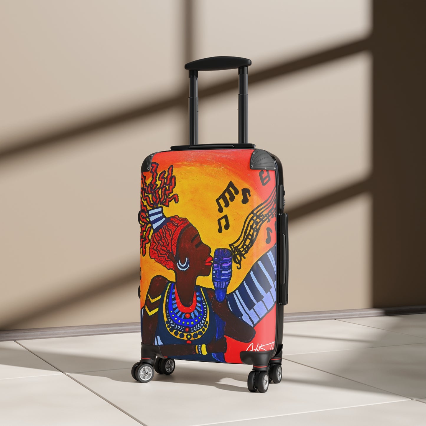 Artistic Travel Suitcase - Vibrant African Music Design
