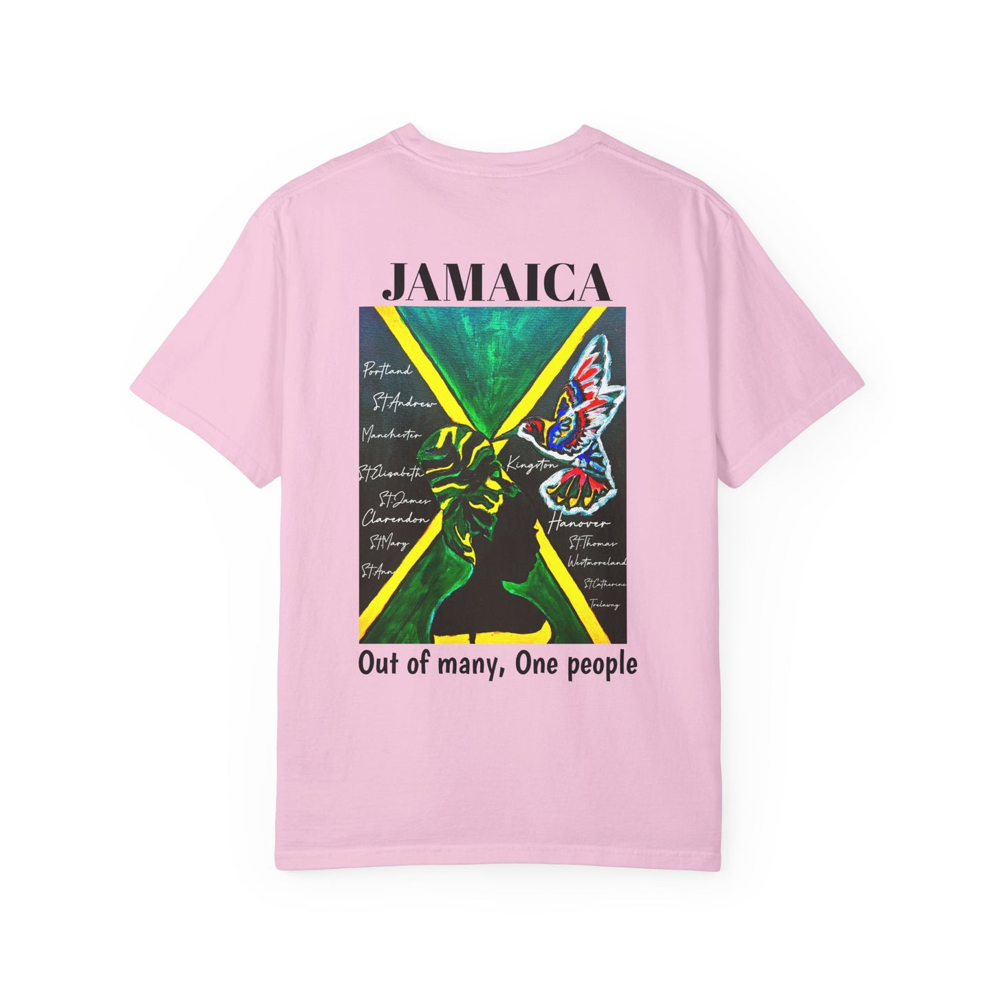 Handcrafted Jamaican Flag Art Graphic Tee, Unisex Garment-Dyed T-shirt