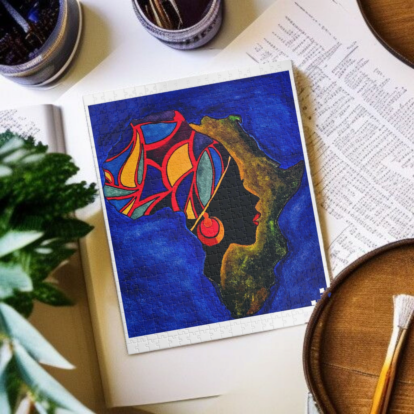 Artistic African Abstract Landscape Puzzle - Unique Design, Multiple Sizes