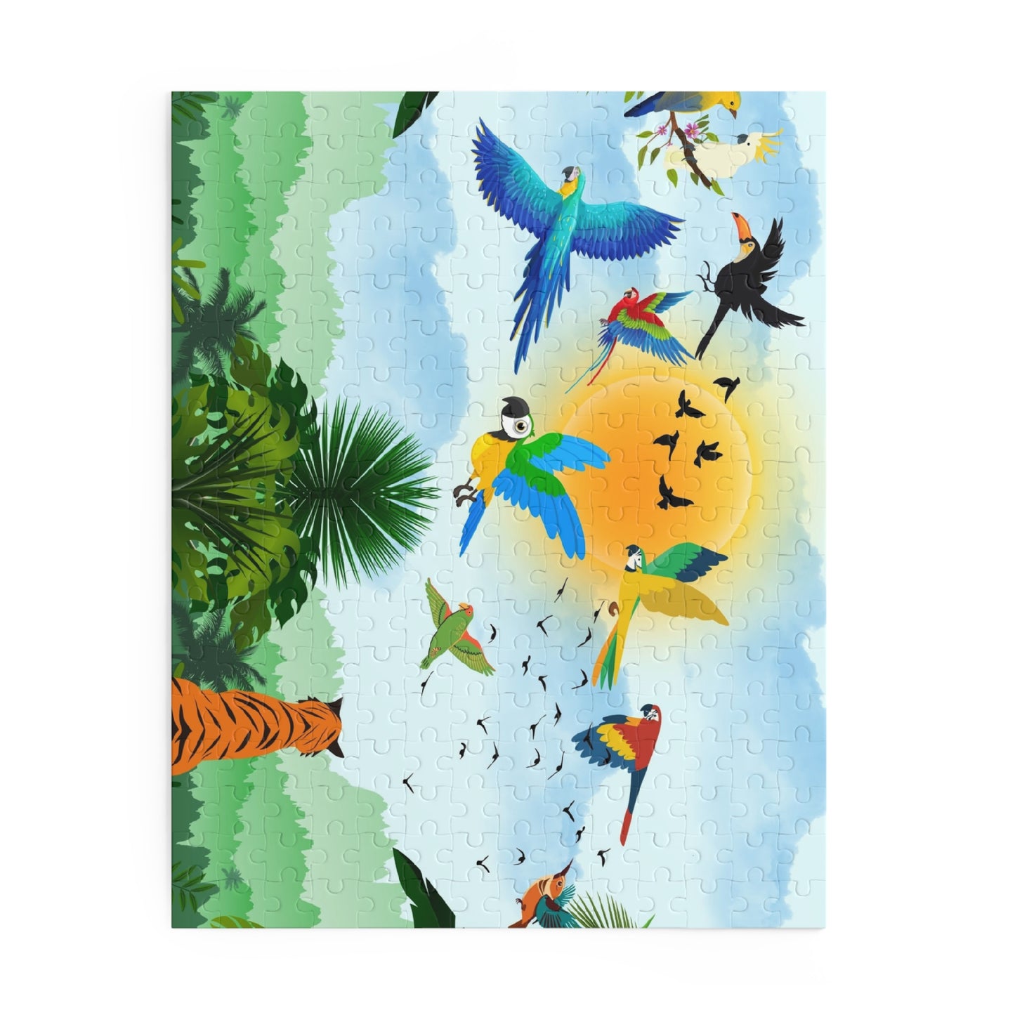 Vibrant Jungle Wildlife Puzzle - 120/252/500-Piece Tropical Scene