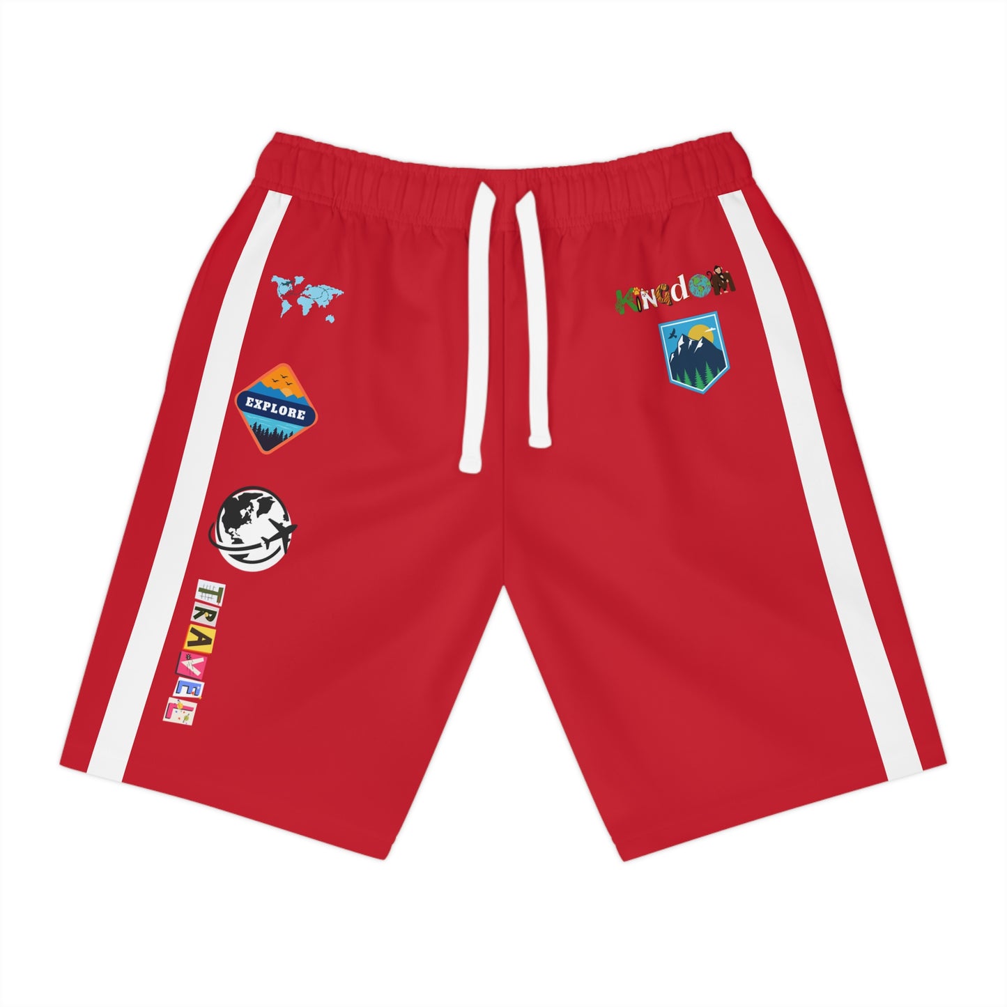 Badged Adventure-Inspired Athletic Shorts, Unisex Casual Gym Wear, Perfect for Summer Activities