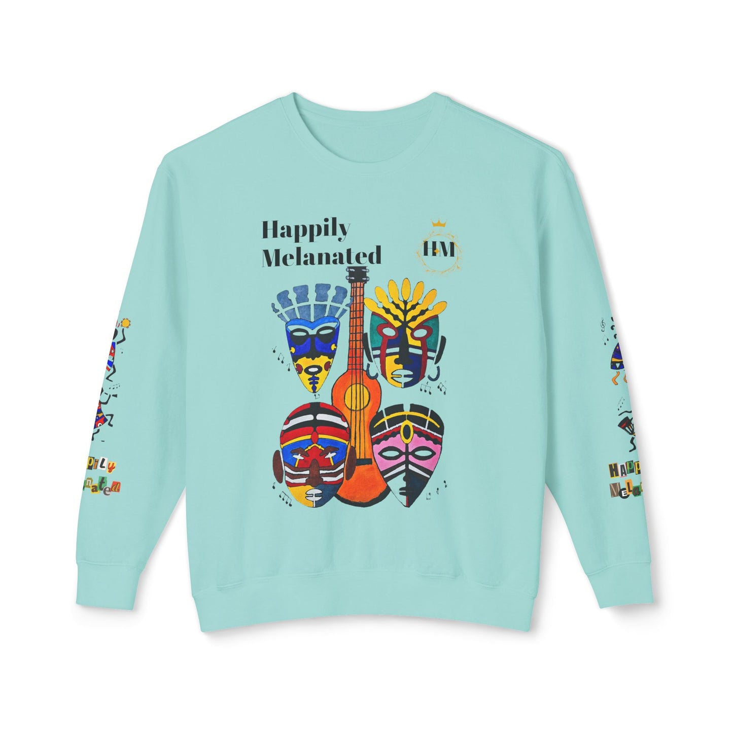 Hand-Drawn Afro Music Graphic Sweatshirt - Unisex Lightweight Crewneck, Music Lover Gift