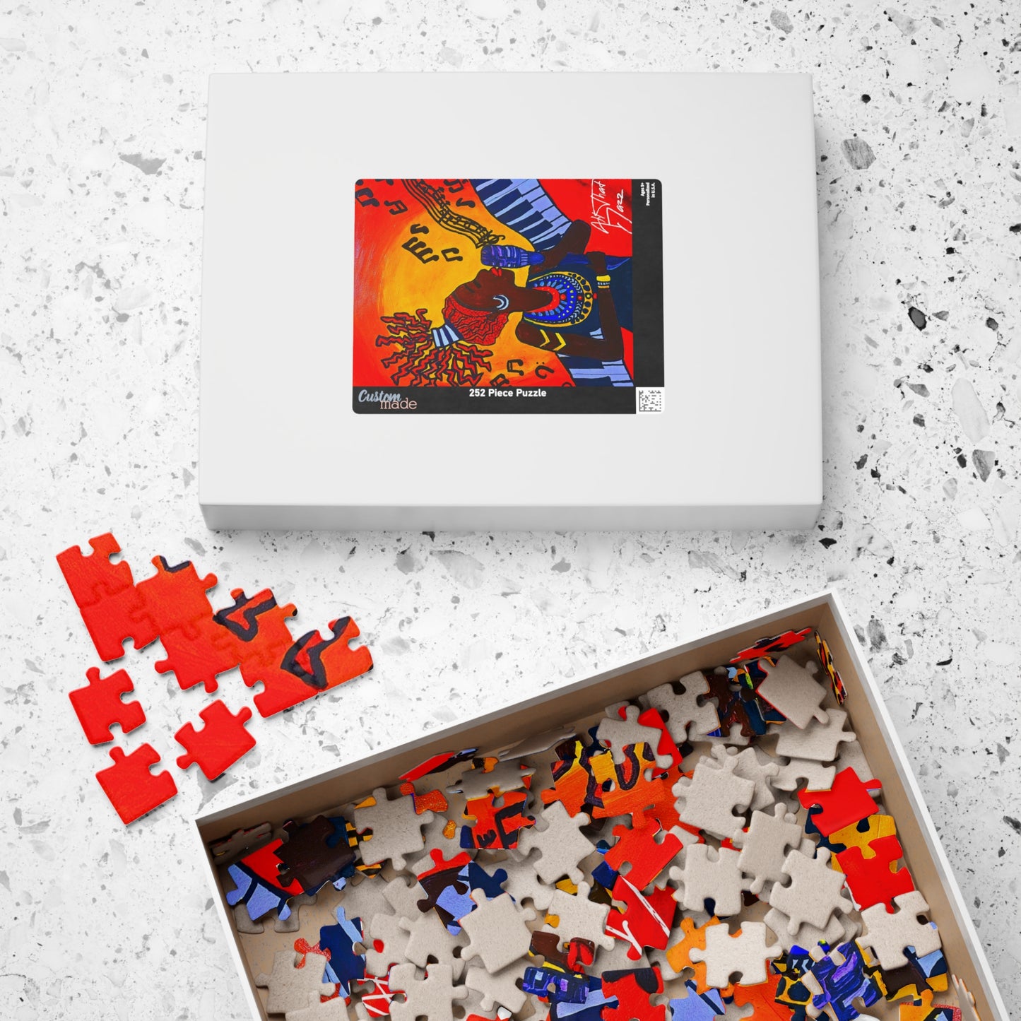 Colorful Jazz Singer Puzzle - Multiple Sizes- Artistic Jigsaw for Music Lovers