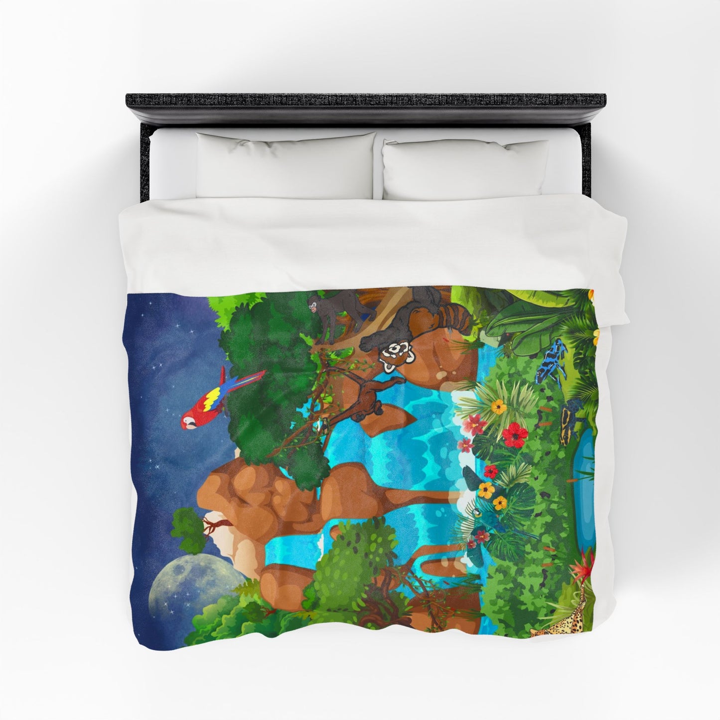 Tropical Jungle Velveteen Plush Blanket - Cozy Throw for Nature Lovers, Home Decor