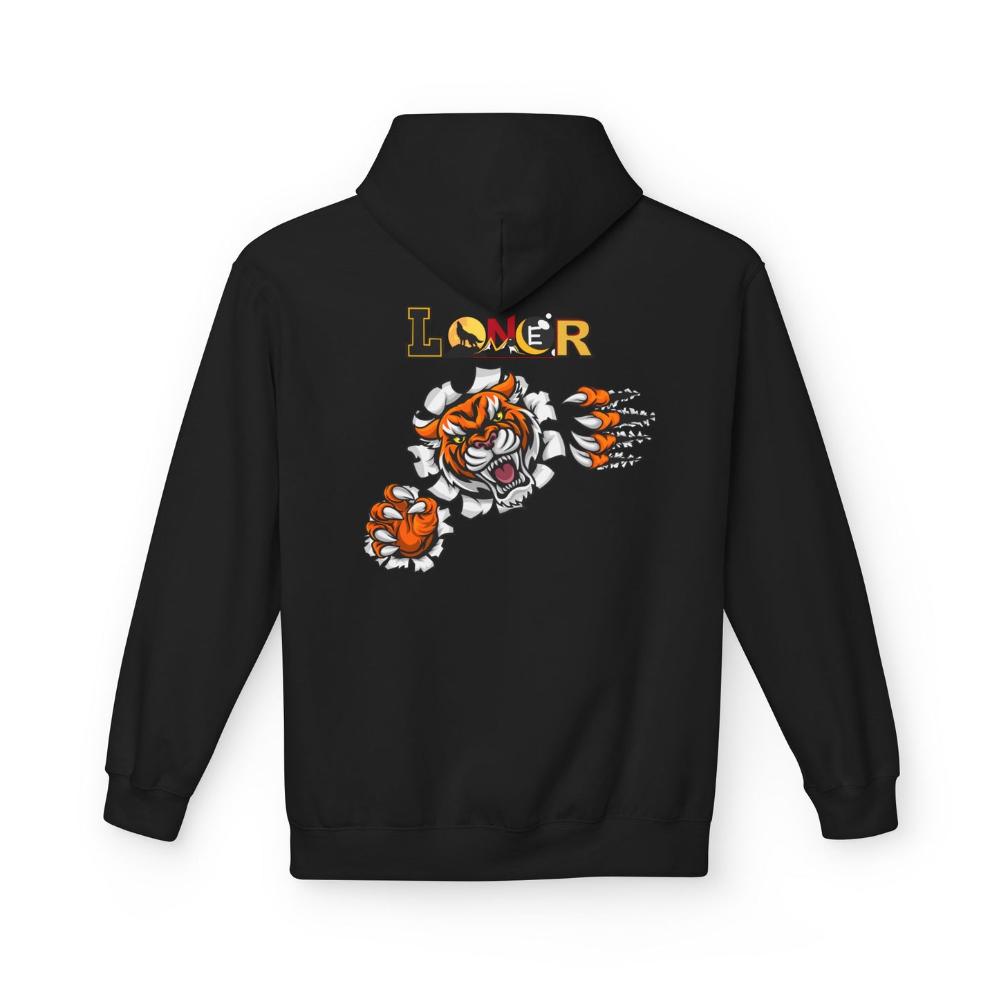 Tiger Graphic Hoodie, Lone Wolf Sweatshirt, Unisex Fleece Pullover, Softstyle, Cozy Animal Print