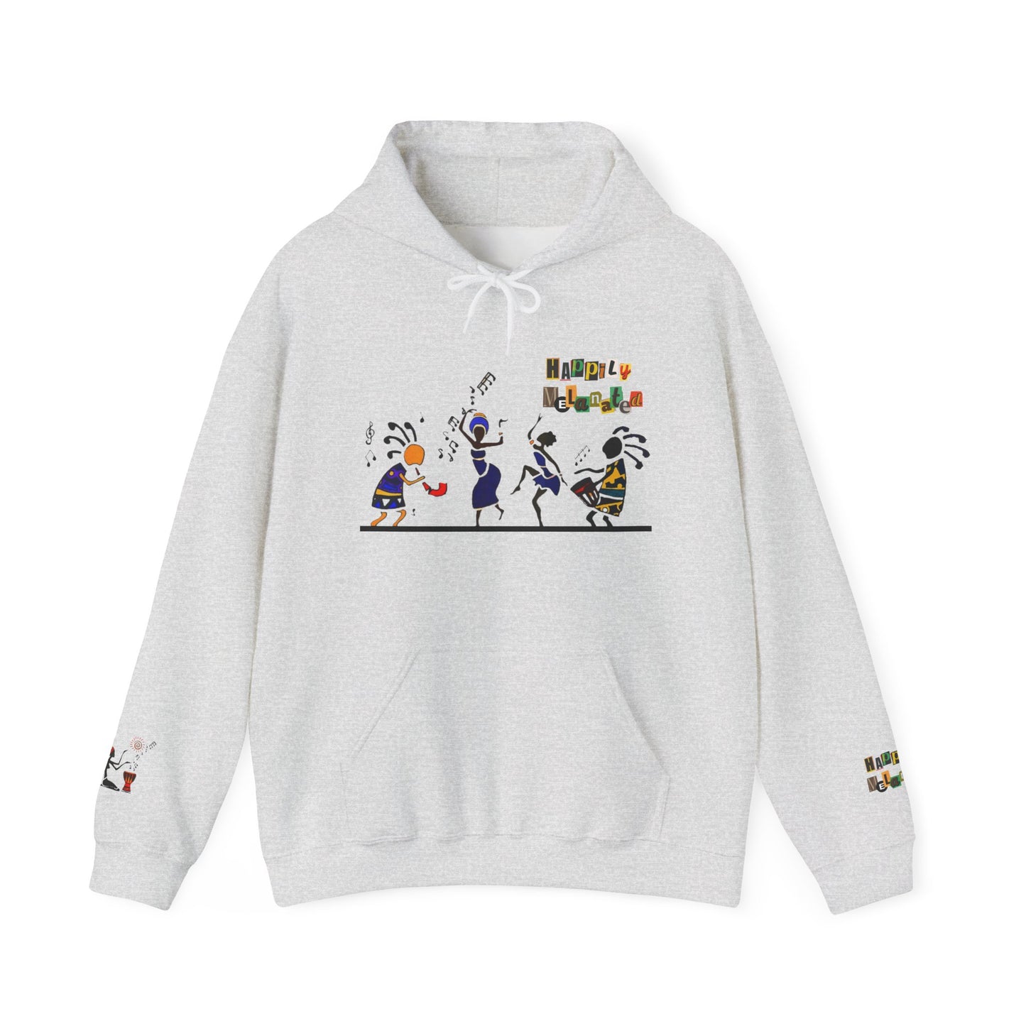 Ethnic Streetwear Pullover Hoodie, Hand-Drawn Tribal Music Art, Urban Fashion
