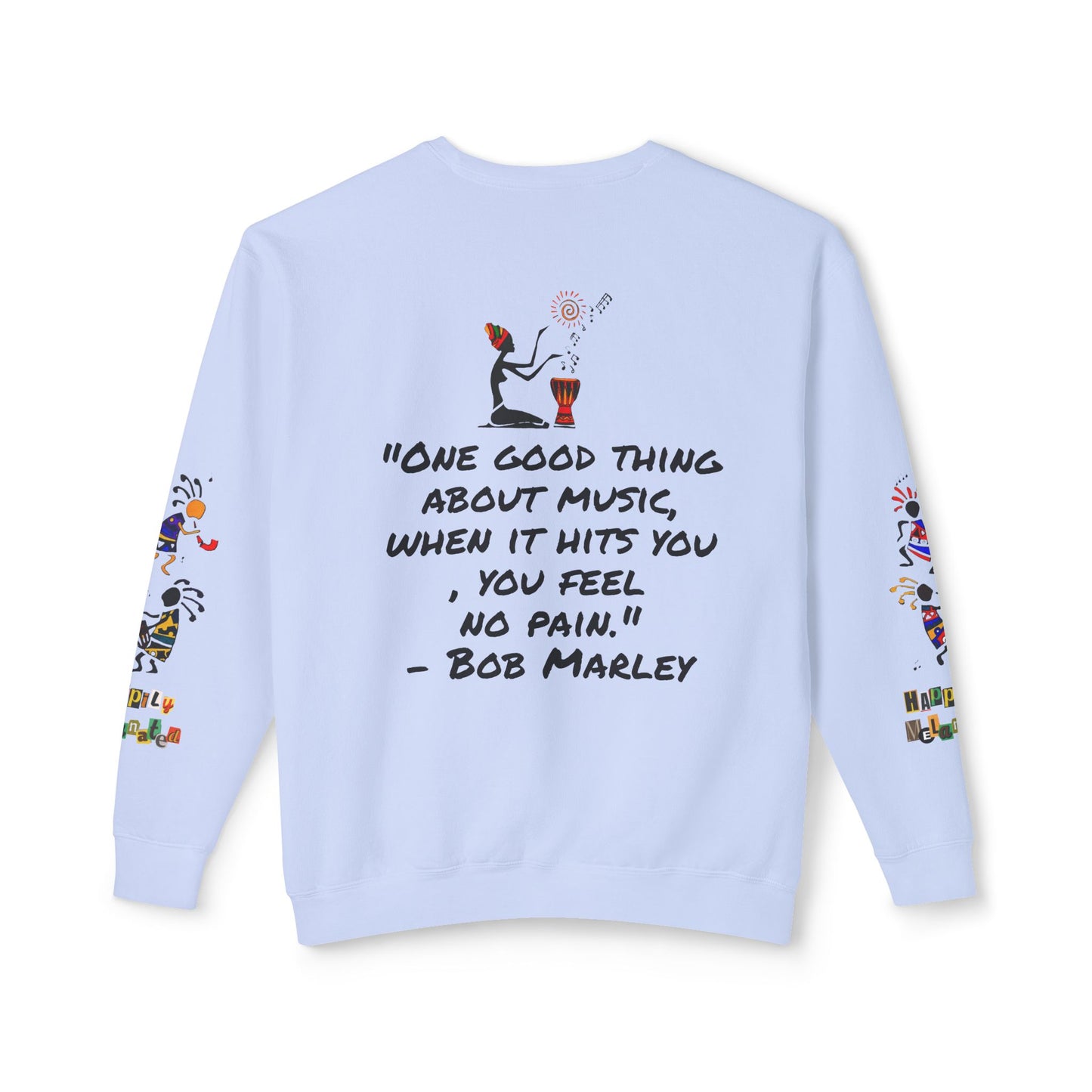 Hand-Drawn Afro Music Graphic Sweatshirt - Unisex Lightweight Crewneck