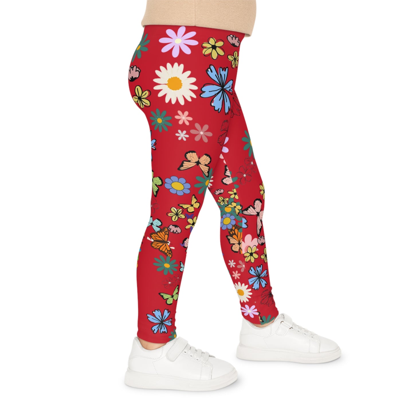 Colorful Floral Kids Leggings - Playful Butterfly & Flower Design