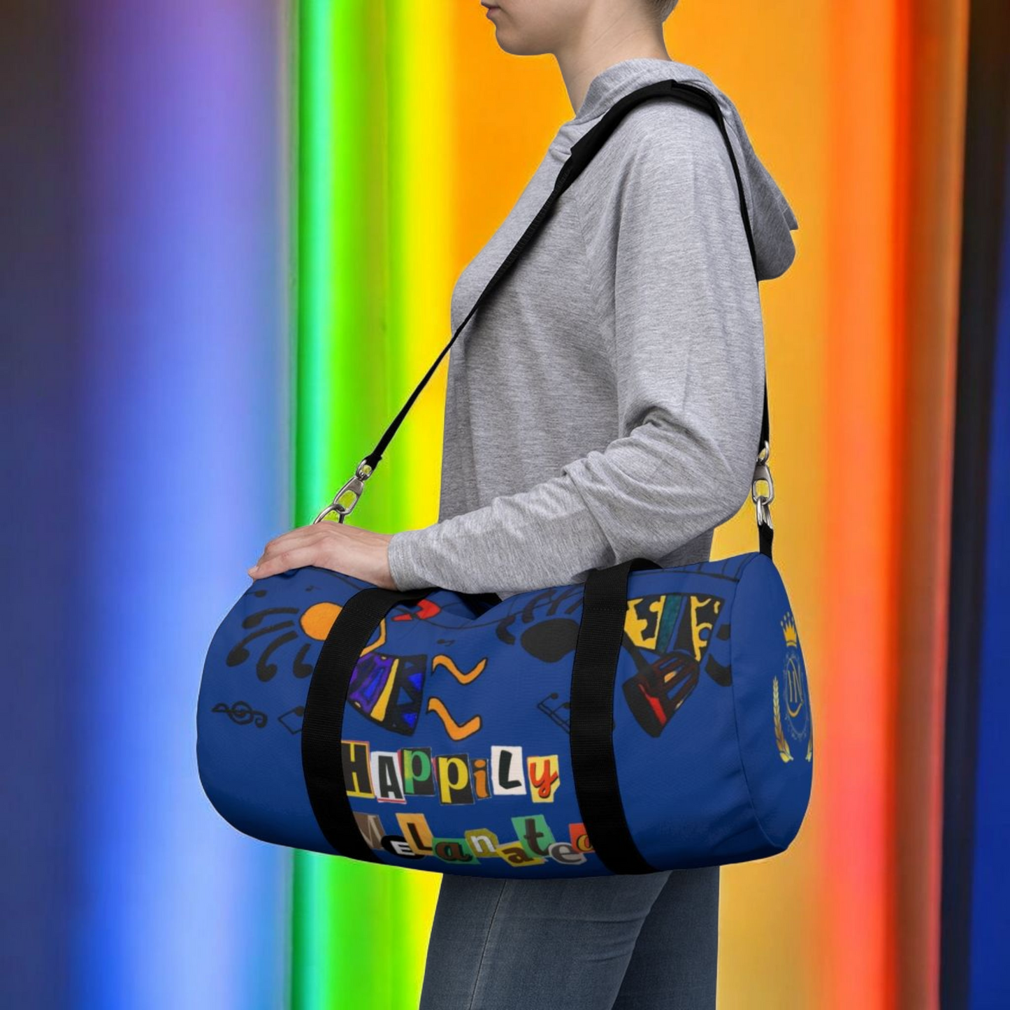 Afro Music Cartoon Piano Art Handcrafted Duffel Bag - Musician Gift, Travel Bag, Music Lover Gym Bag