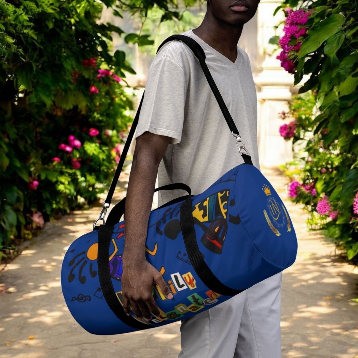 Afro Music Cartoon Piano Art Handcrafted Duffel Bag - Musician Gift, Travel Bag, Music Lover Gym Bag