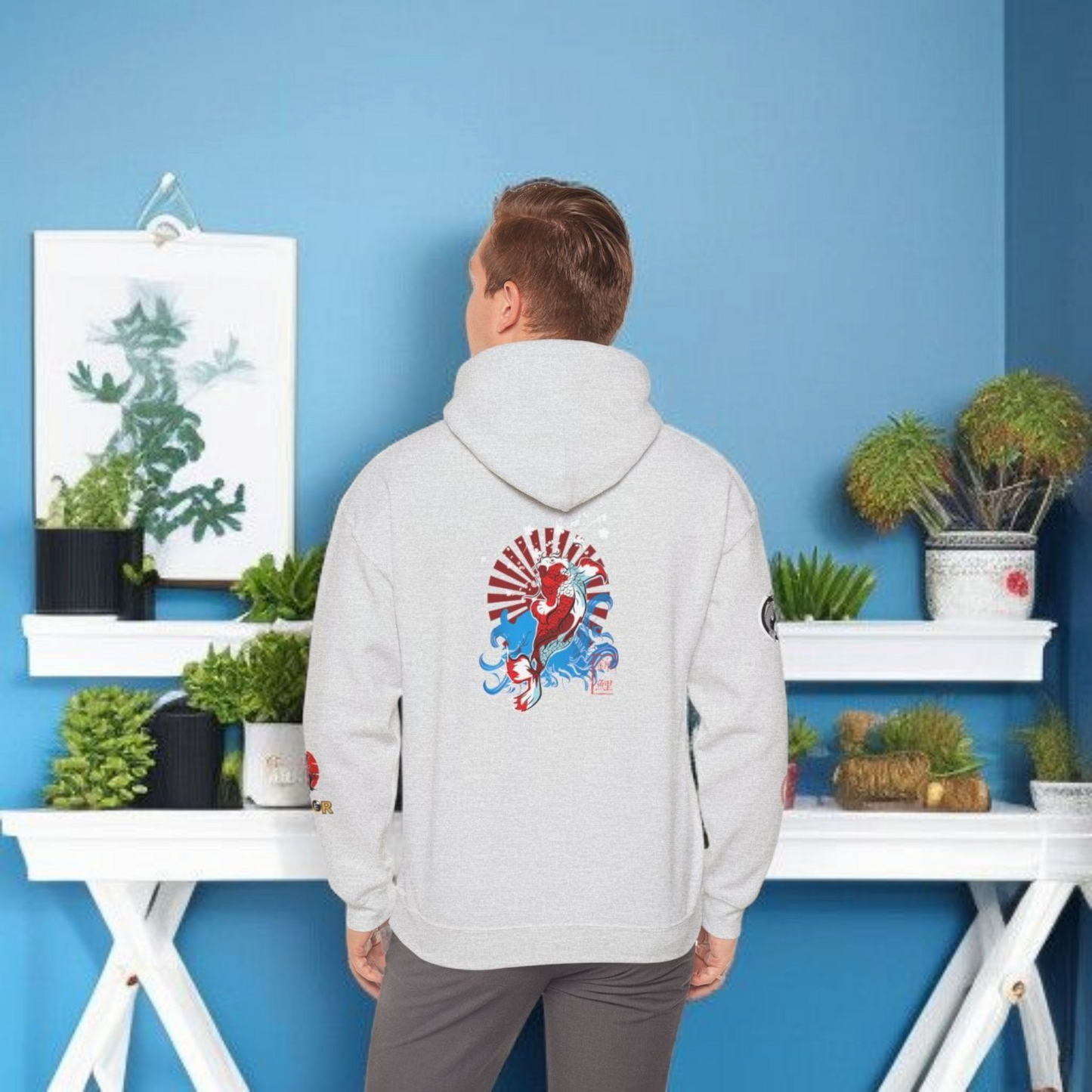 Koi Fish Graphic Hoodie, Unisex Heavy Blend Sweatshirt